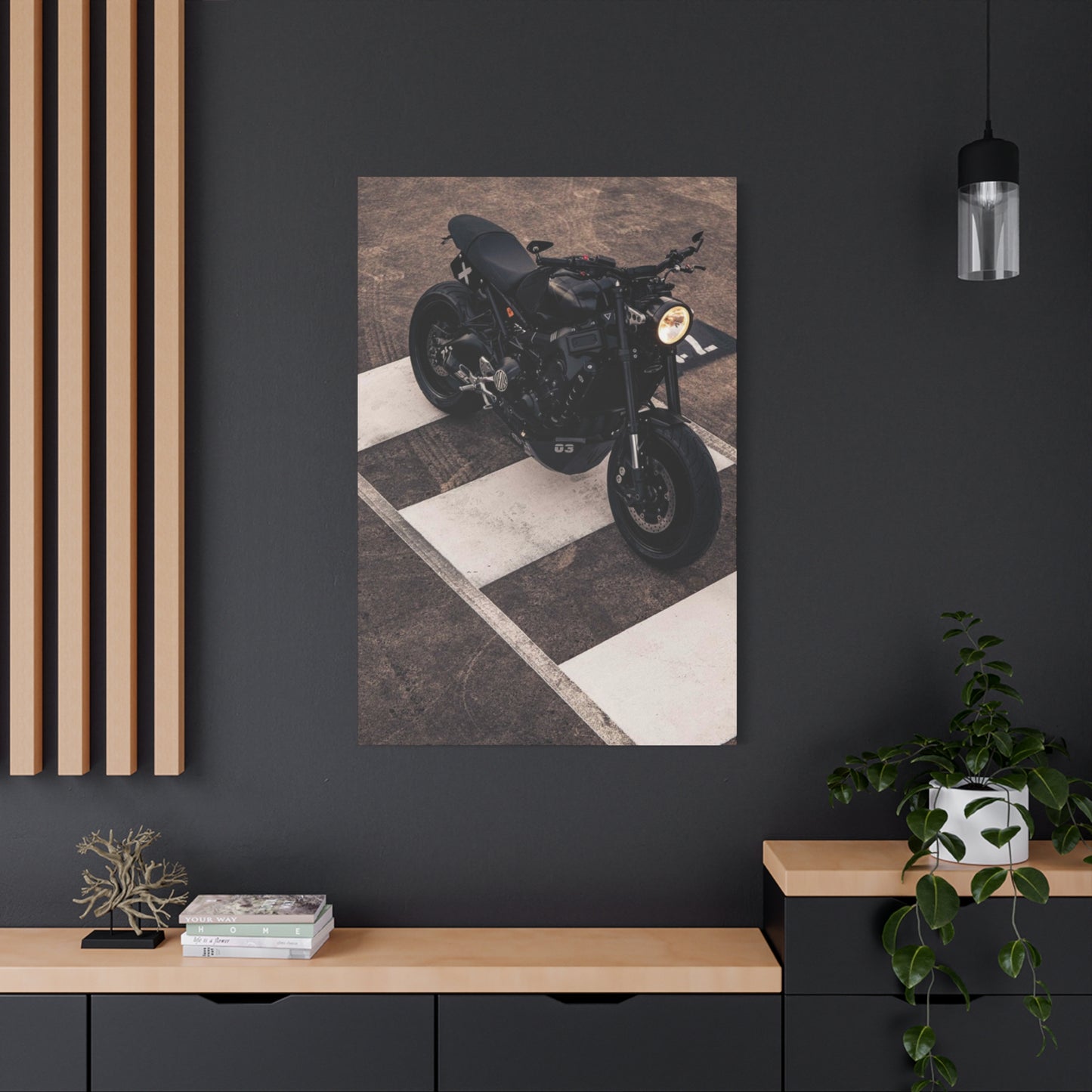 Black Cafe Racer Motorcycle Wall Art & Canvas Prints