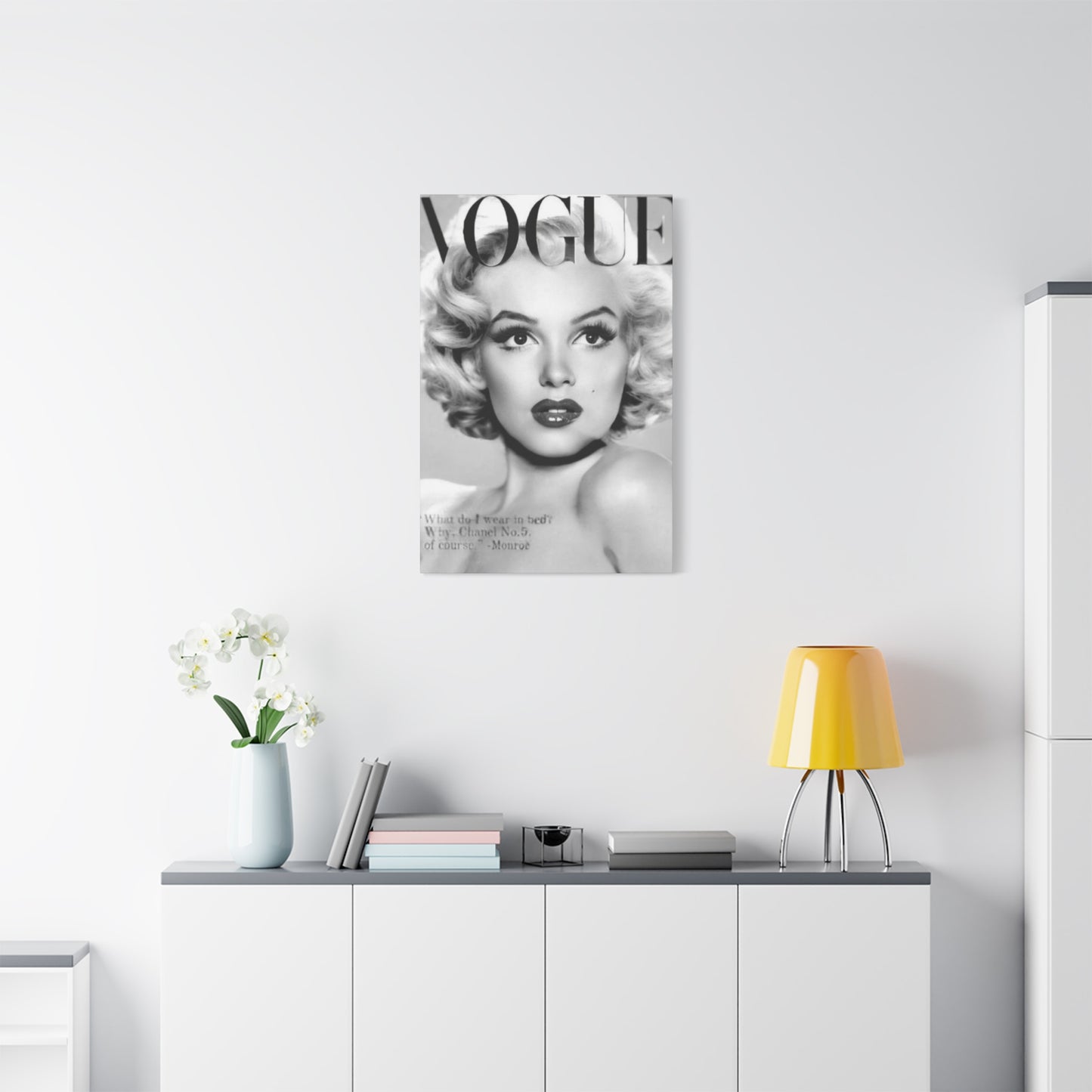 Monochrome Beautiful Face Of Marilyn Monroe On Vogue Wall Art & Canvas Prints