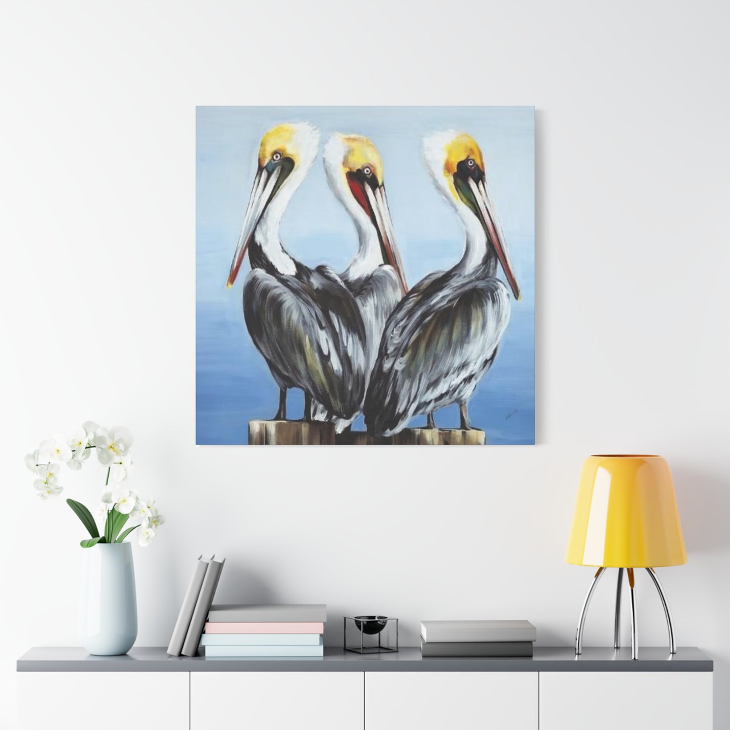 Three Pelican Family Poster Wall Art & Canvas Prints