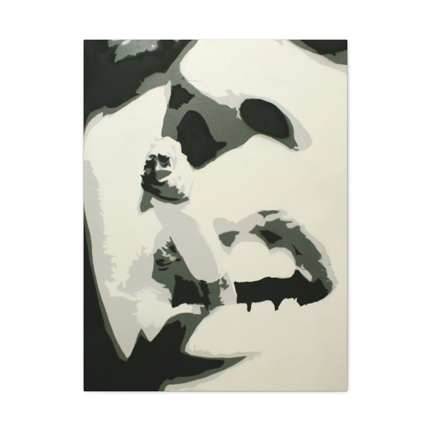 Greyscale Smoking Lips Abstract Painting Wall Art & Canvas Prints