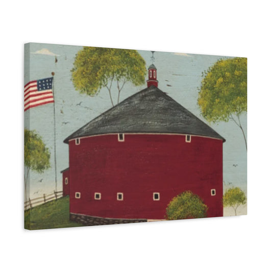 Red House And Flag Kimble Warren Wall Art & Canvas Prints