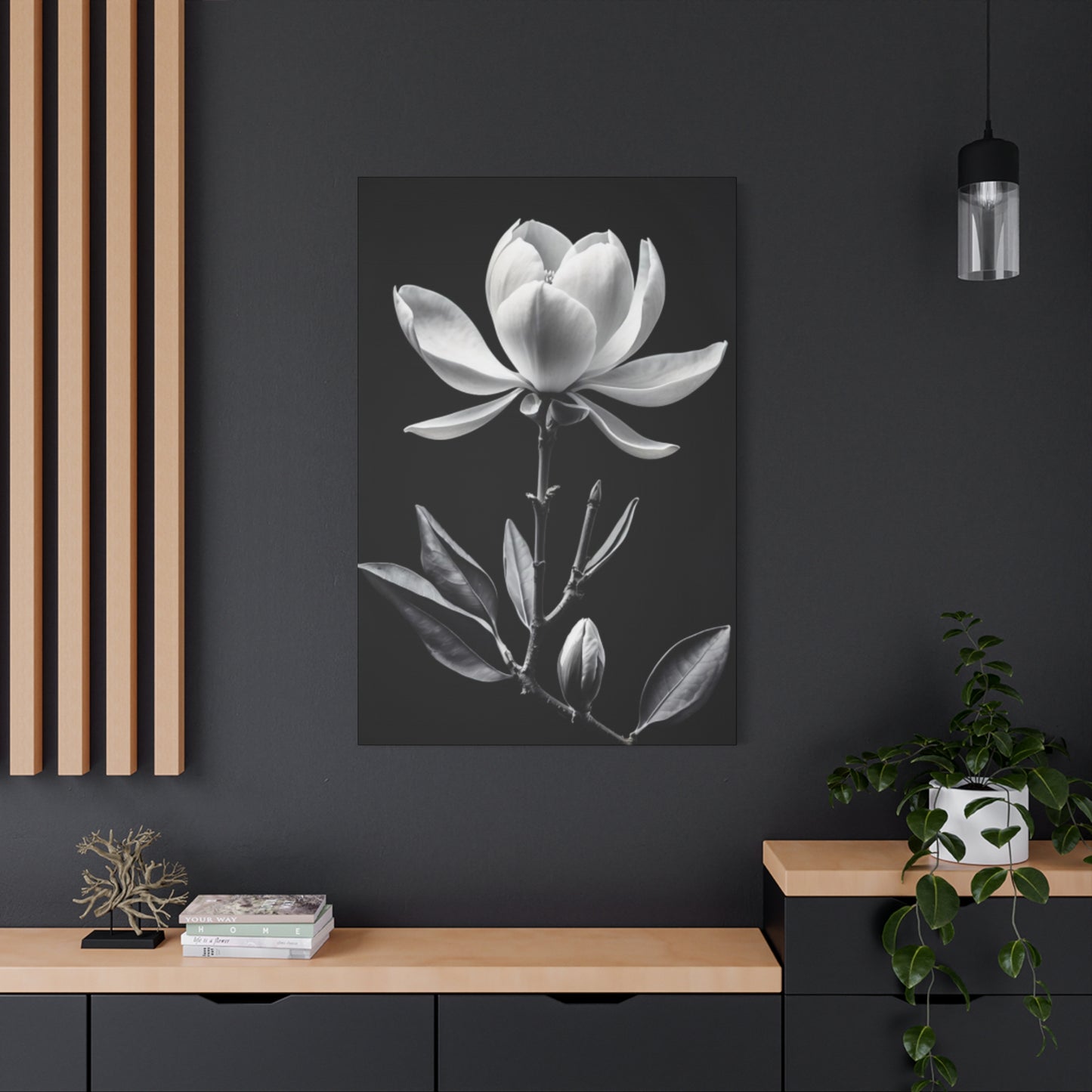 Monochrome Magnolia Flower Plant Wall Art & Canvas Prints