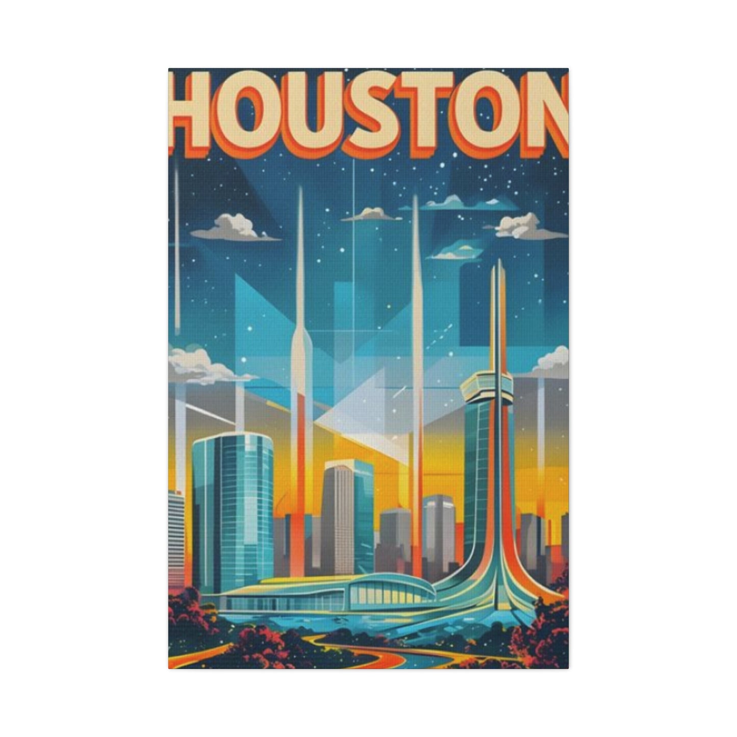 Sci-fi Houston Skyline Painting Wall Art & Canvas Prints