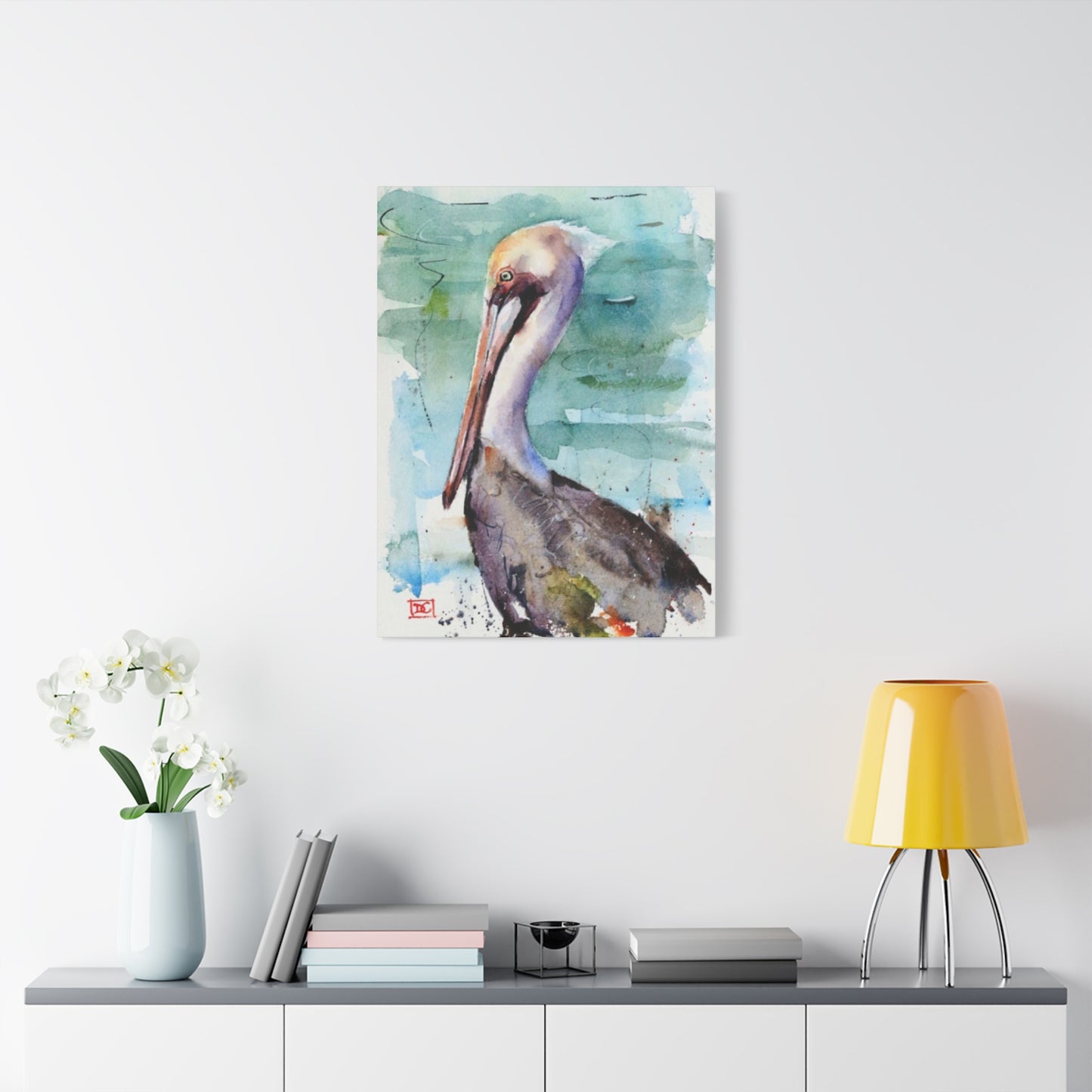 Pelican Colorful Water Painting Wall Art & Canvas Prints