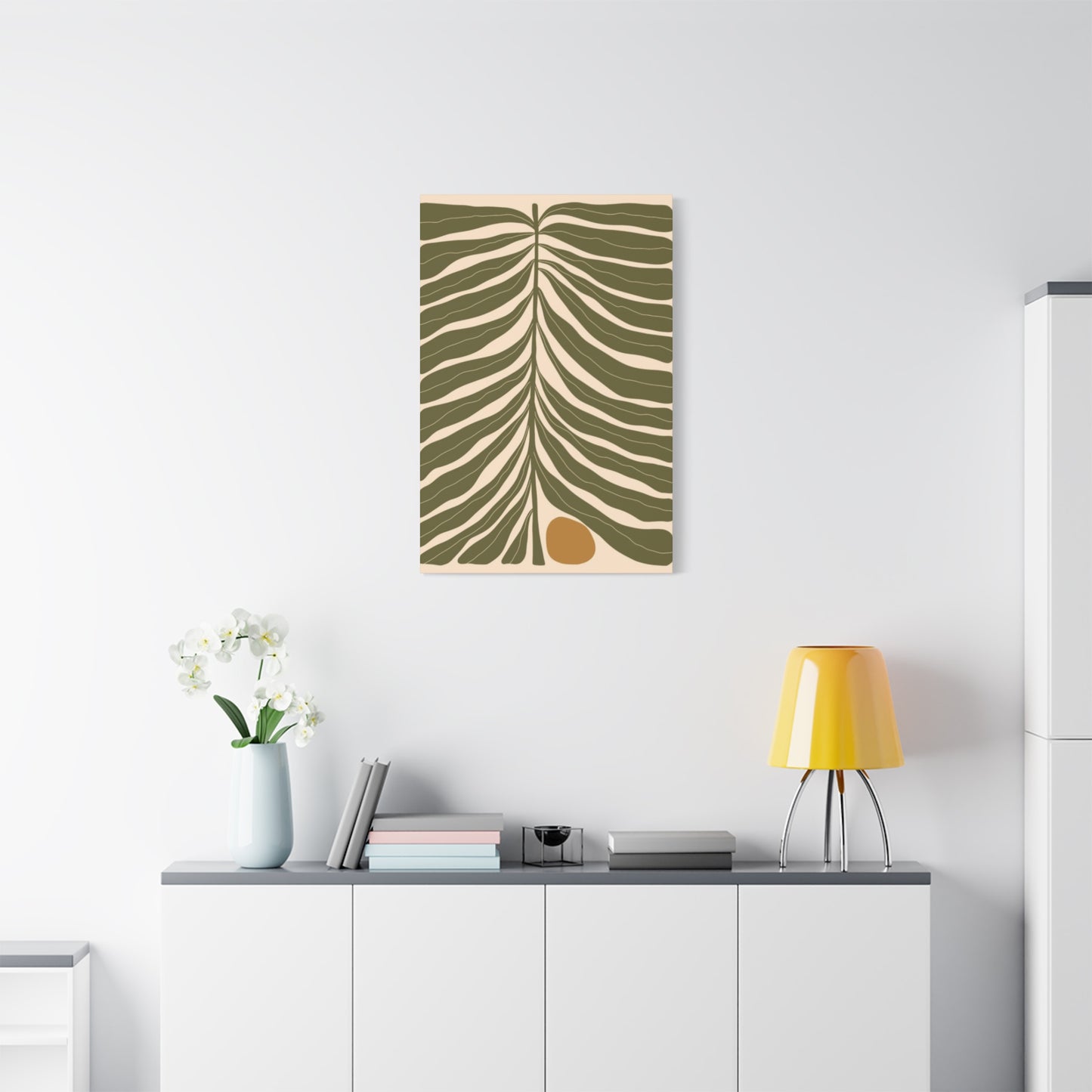 Olive Green Leaves Pattern Wall Art & Canvas Prints