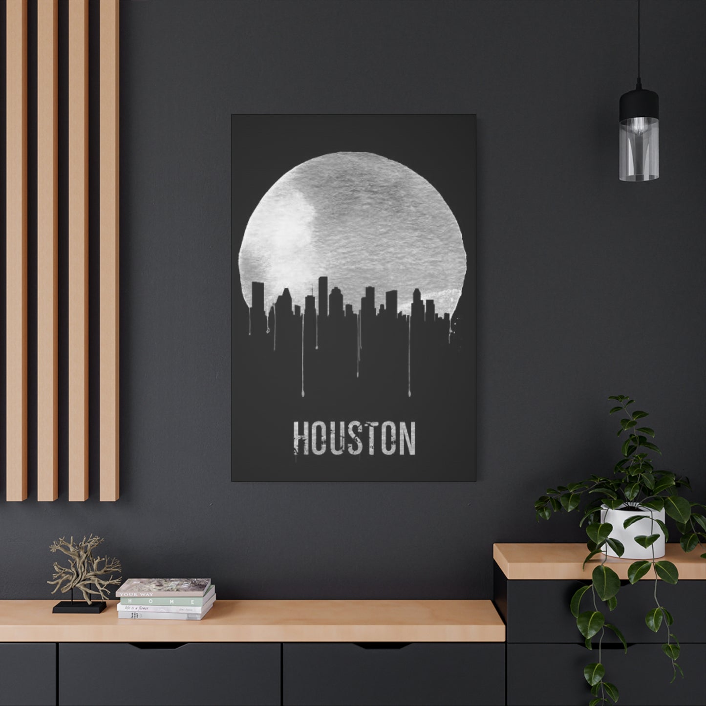 Aesthetic Full moon Houston Skyline Wall Art & Canvas Prints