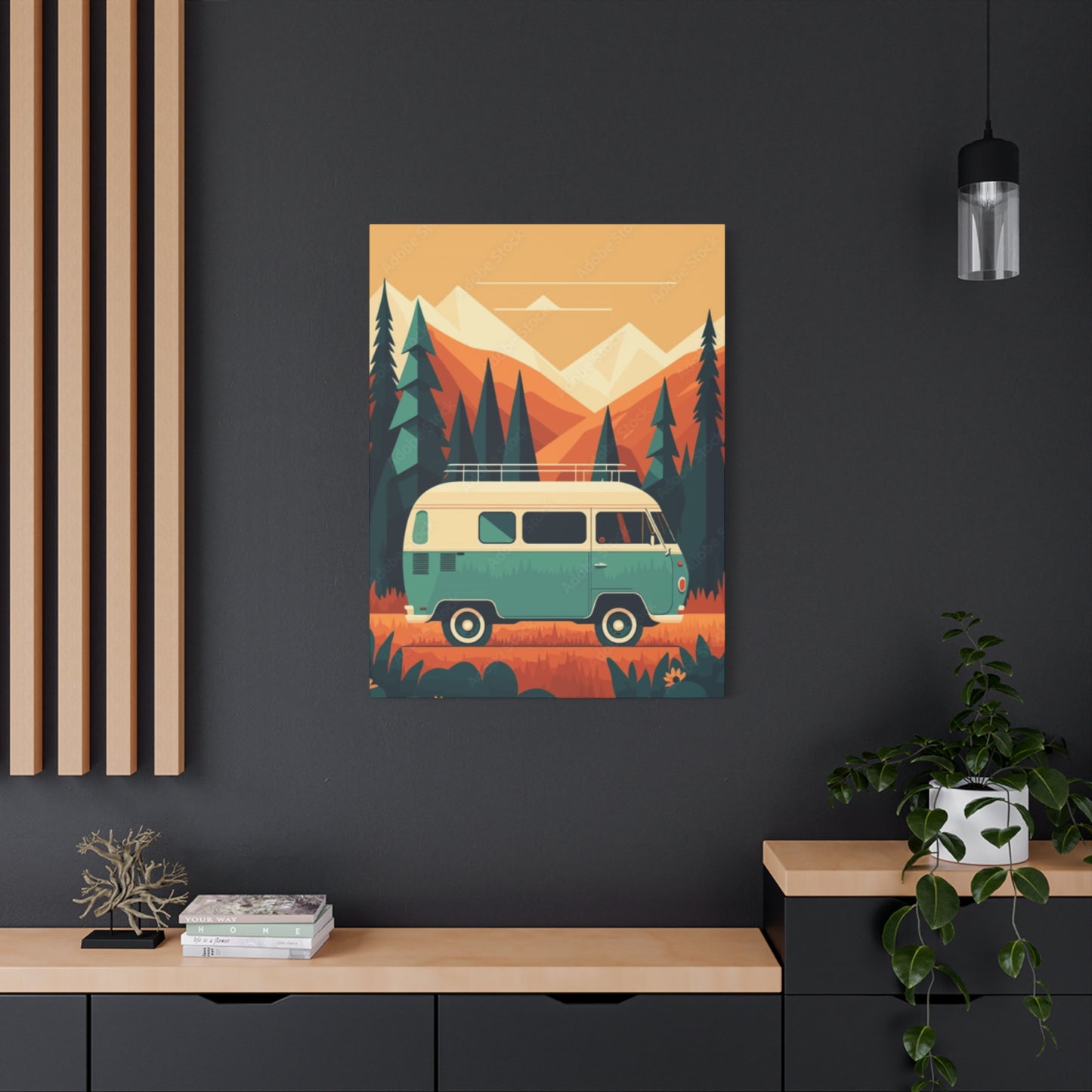 Camper Van in National Park Wall Art & Canvas Prints