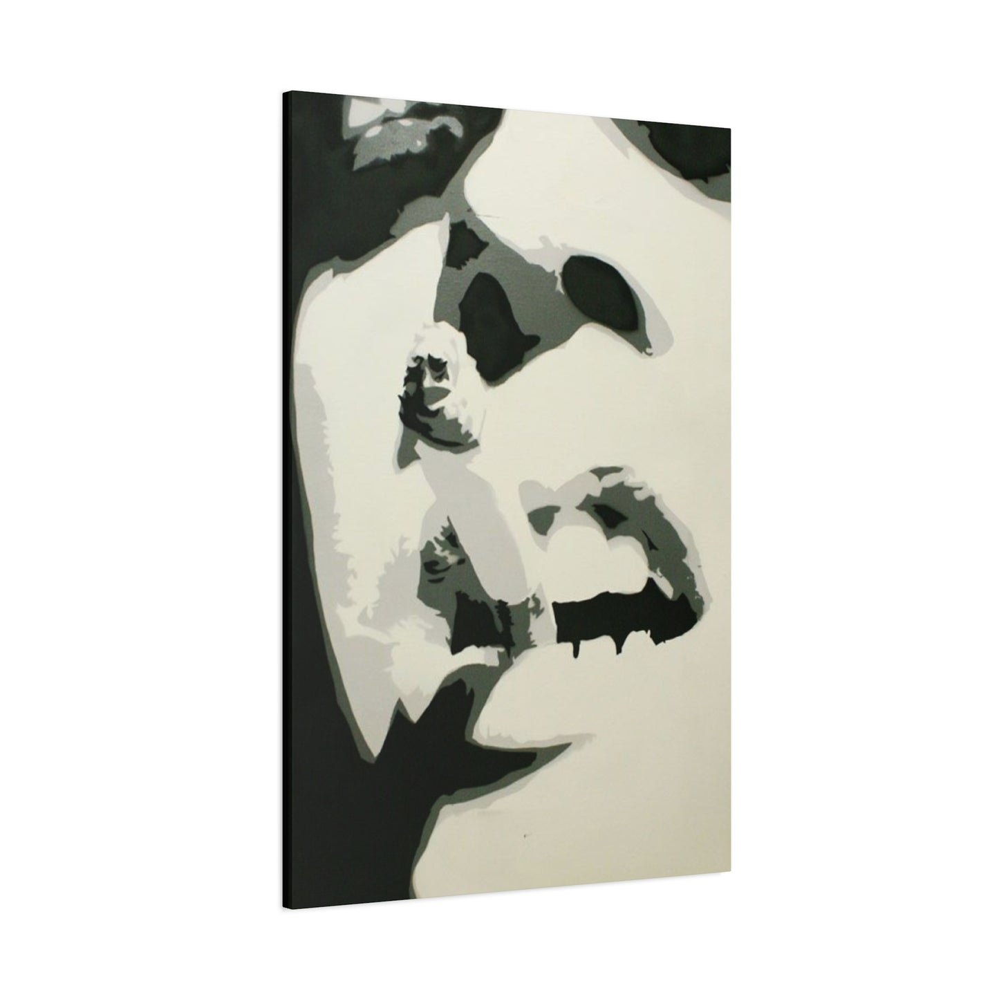 Greyscale Smoking Lips Abstract Painting Wall Art & Canvas Prints