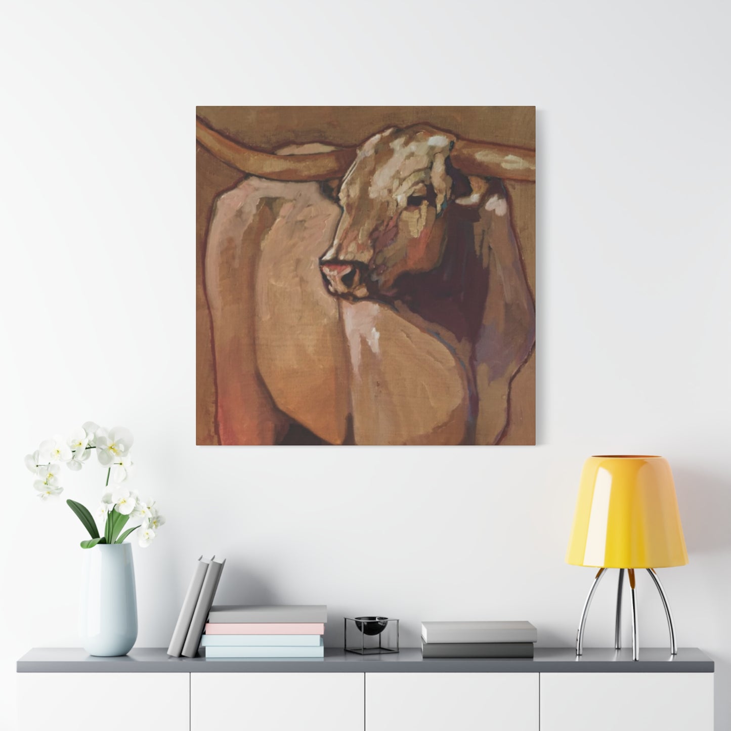 Bull Long Horn Painting Wall Art & Canvas Prints