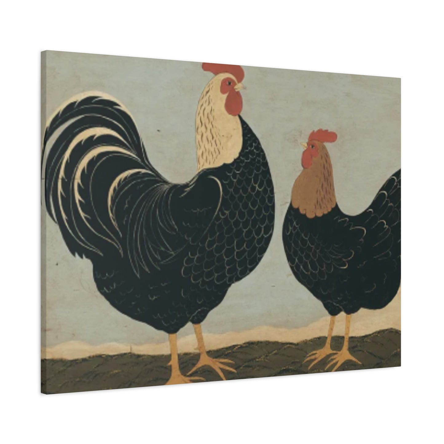 Chicken Couple Kimble Warren Wall Art & Canvas Prints