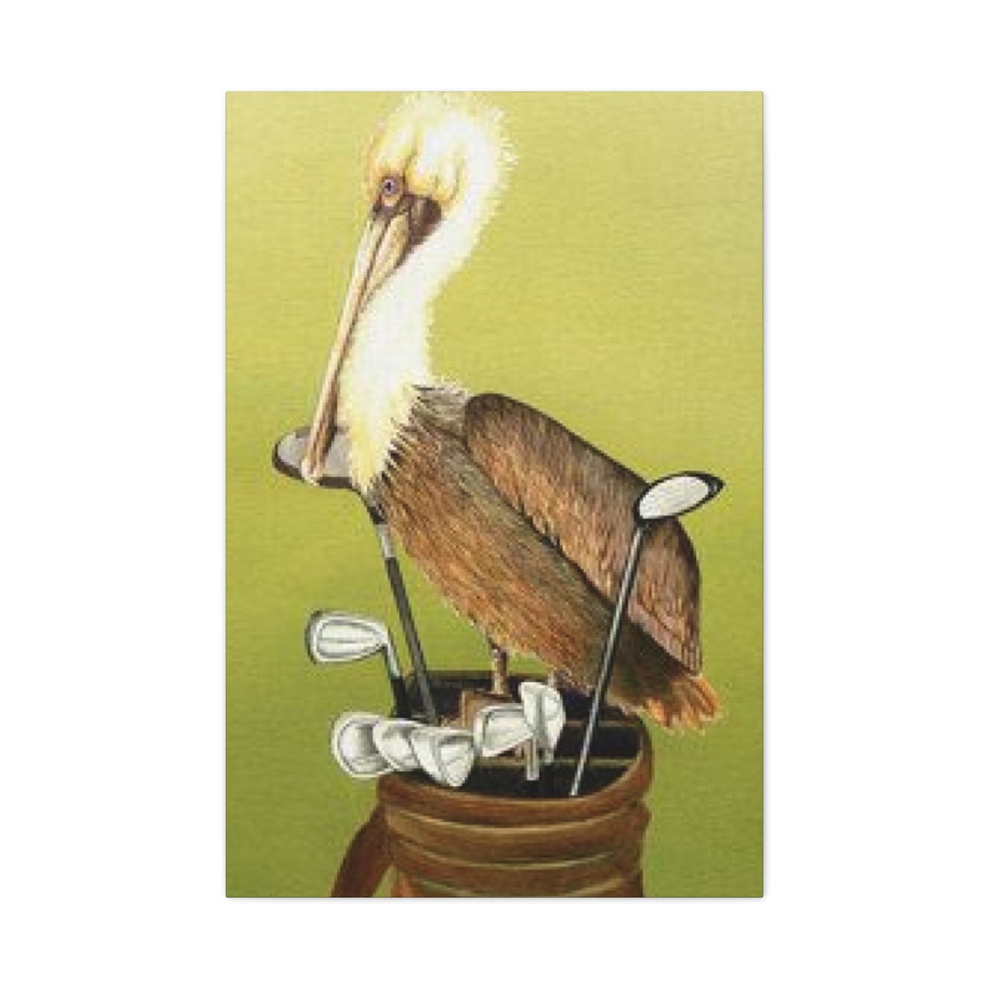 Pelican On a Golf Bag Painting Wall Art & Canvas Prints