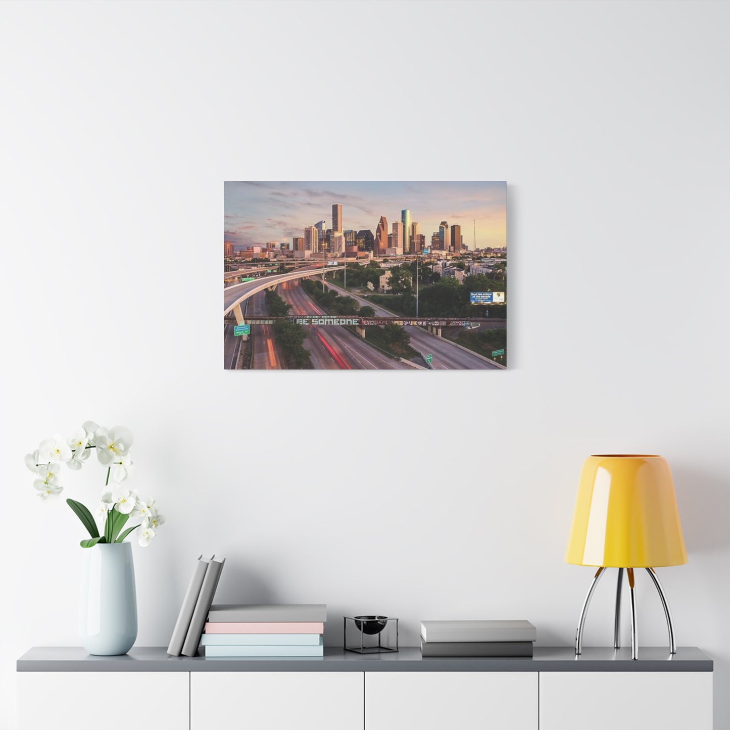 Highway In Houston Skyline Wall Art & Canvas Prints