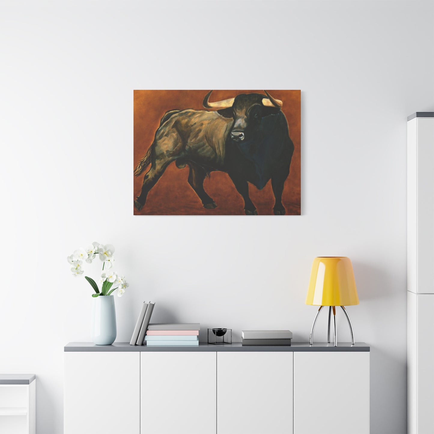 Old Hairy Black Bull Long Horns Wall Art & Canvas Prints