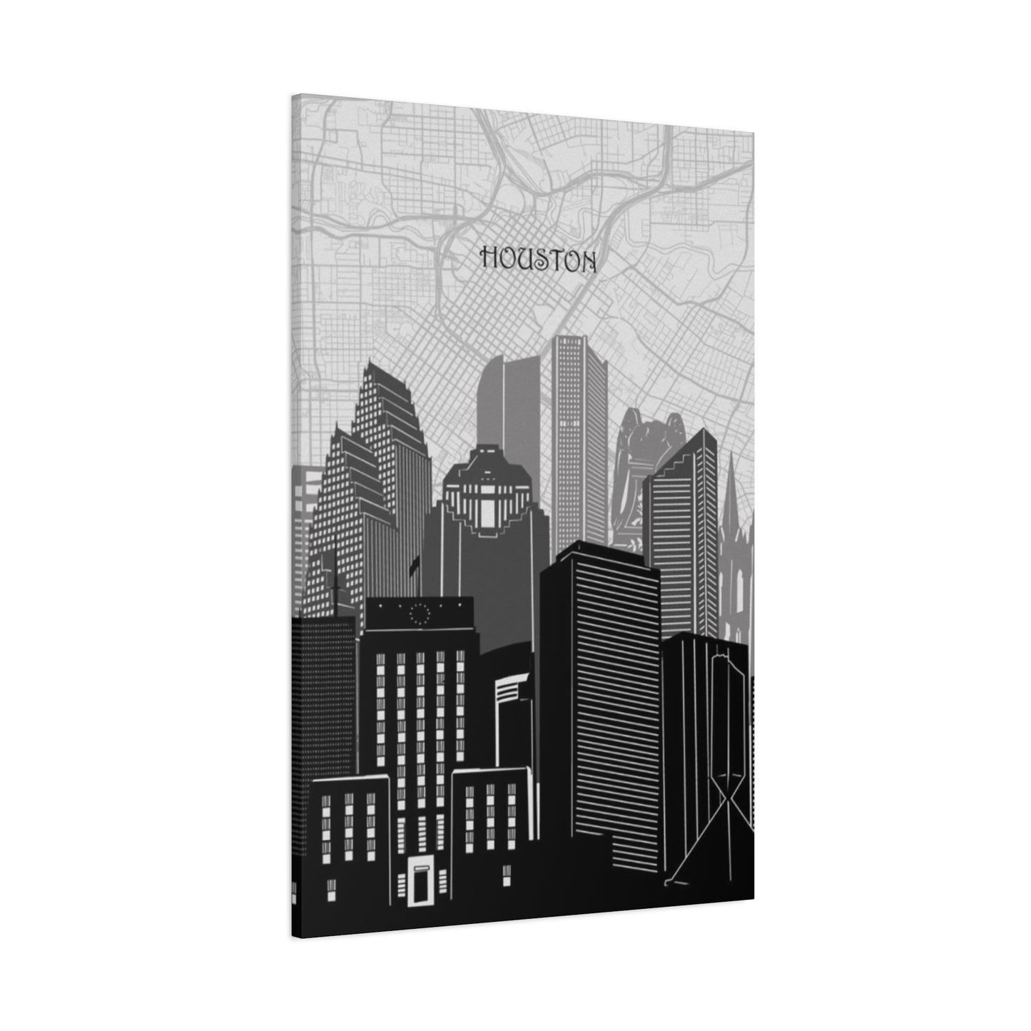 Black and White Houston Skylines Wall Art & Canvas Prints