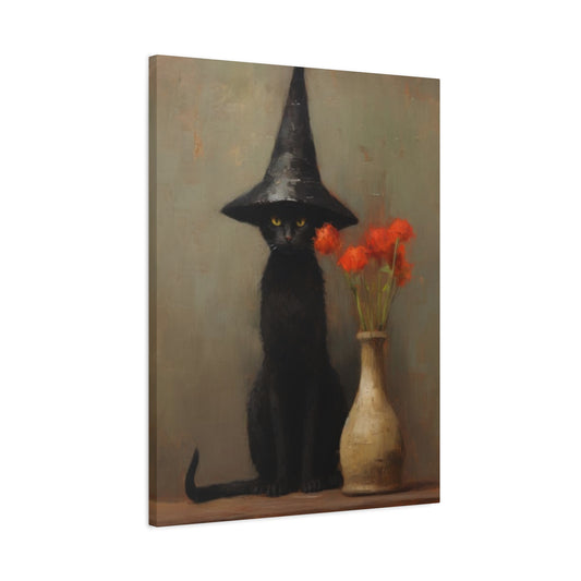 Black Cat With Hat Wall Art & Canvas Prints