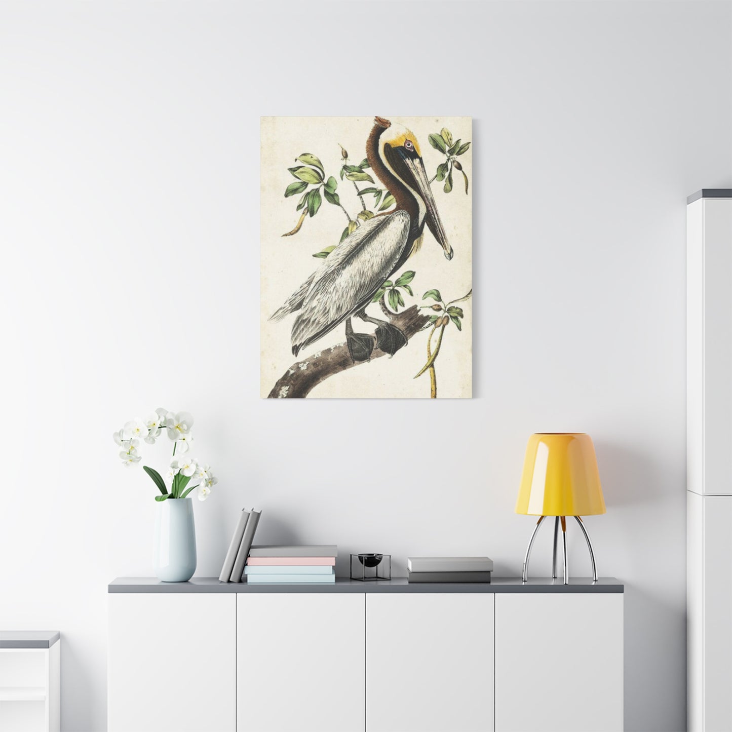 Pelican On A Branch Painting Wall Art & Canvas Prints