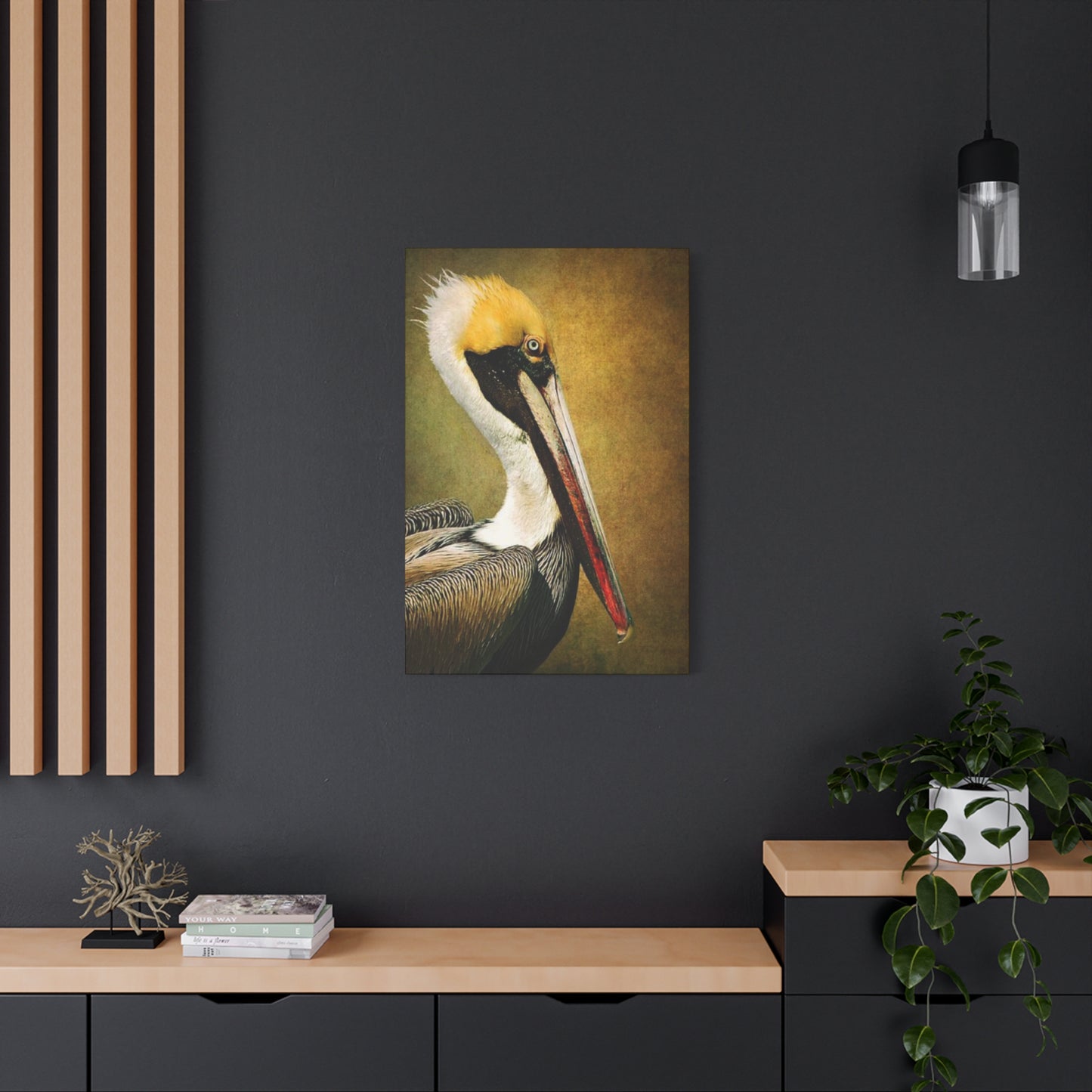 Long Beak Pelican Candid Close Up Drawing Wall Art & Canvas Prints