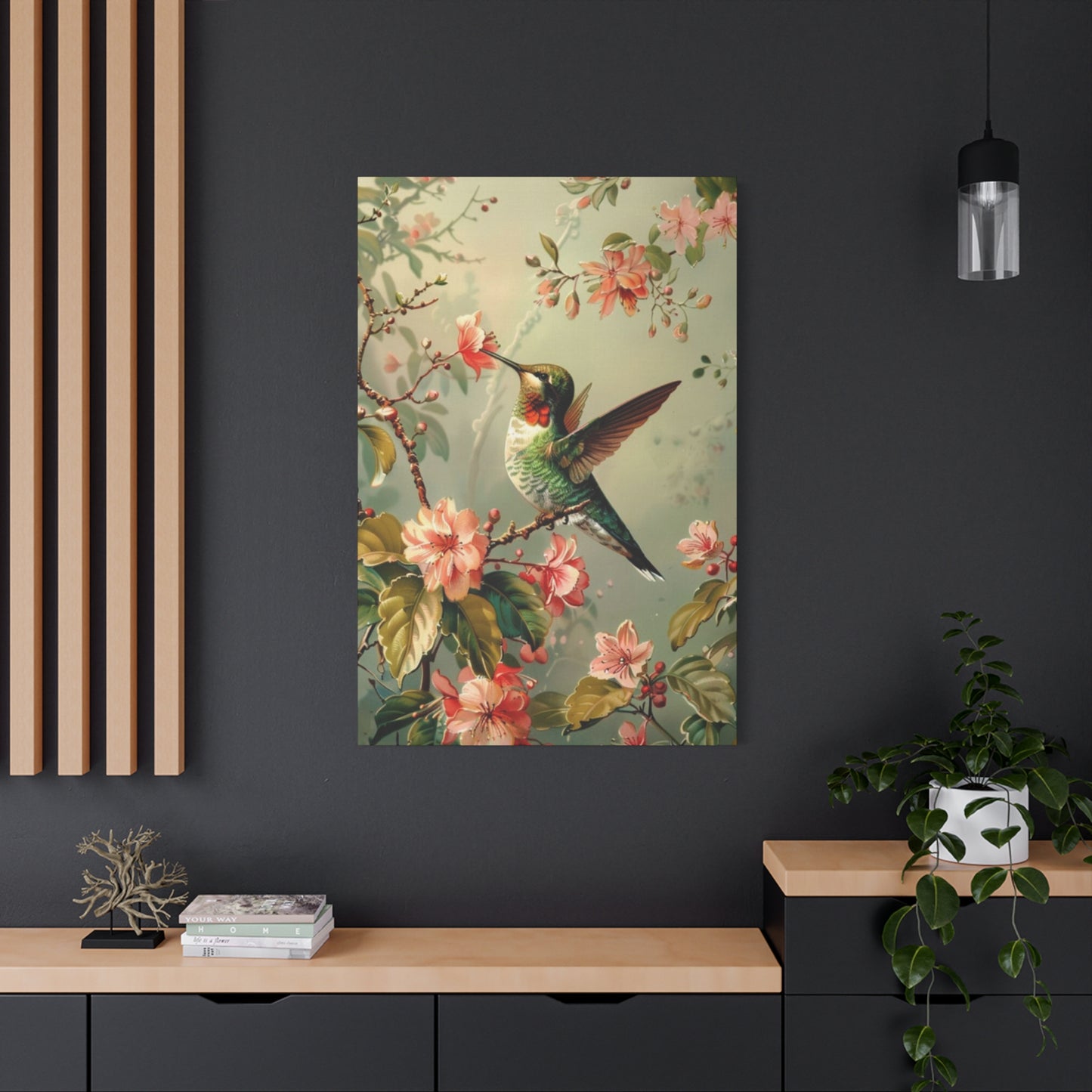 Flower & Humming Bird Candid Painting Wall Art & Canvas Prints