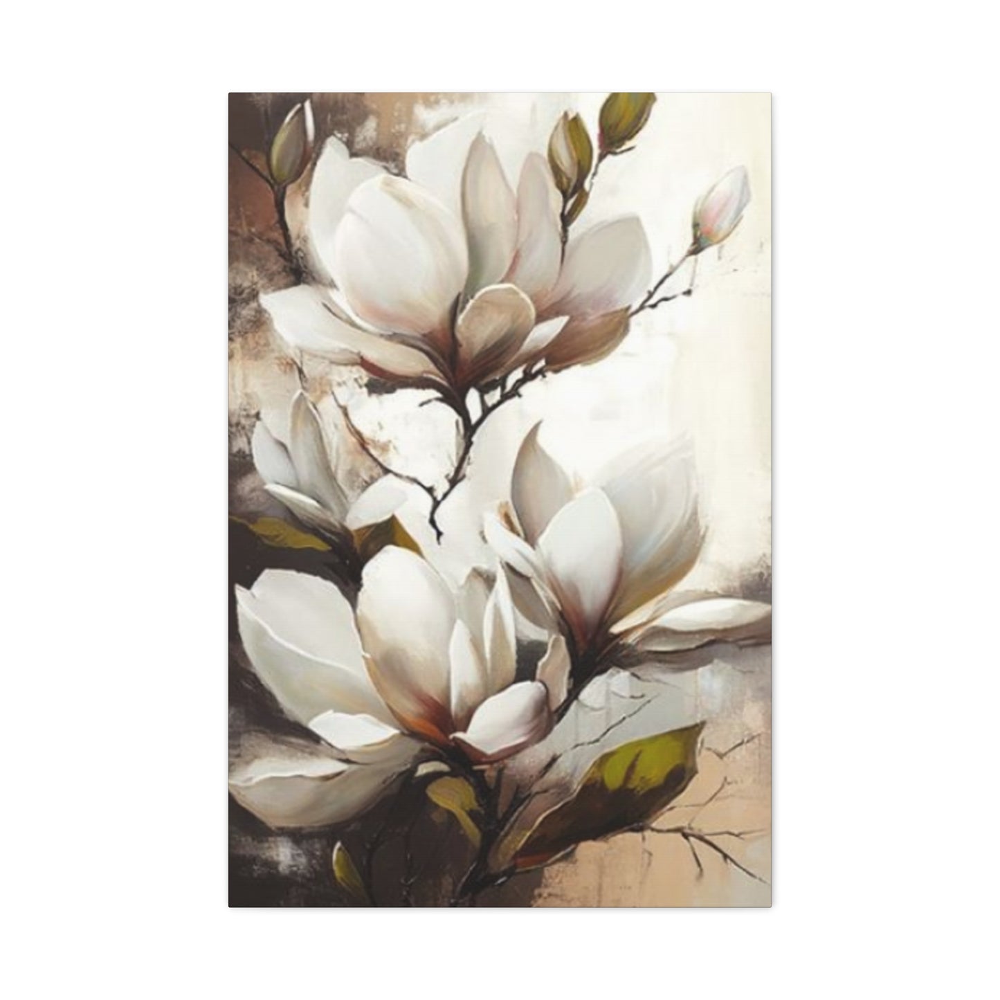 White Magnolia Flower Plant Painting Wall Art & Canvas Prints