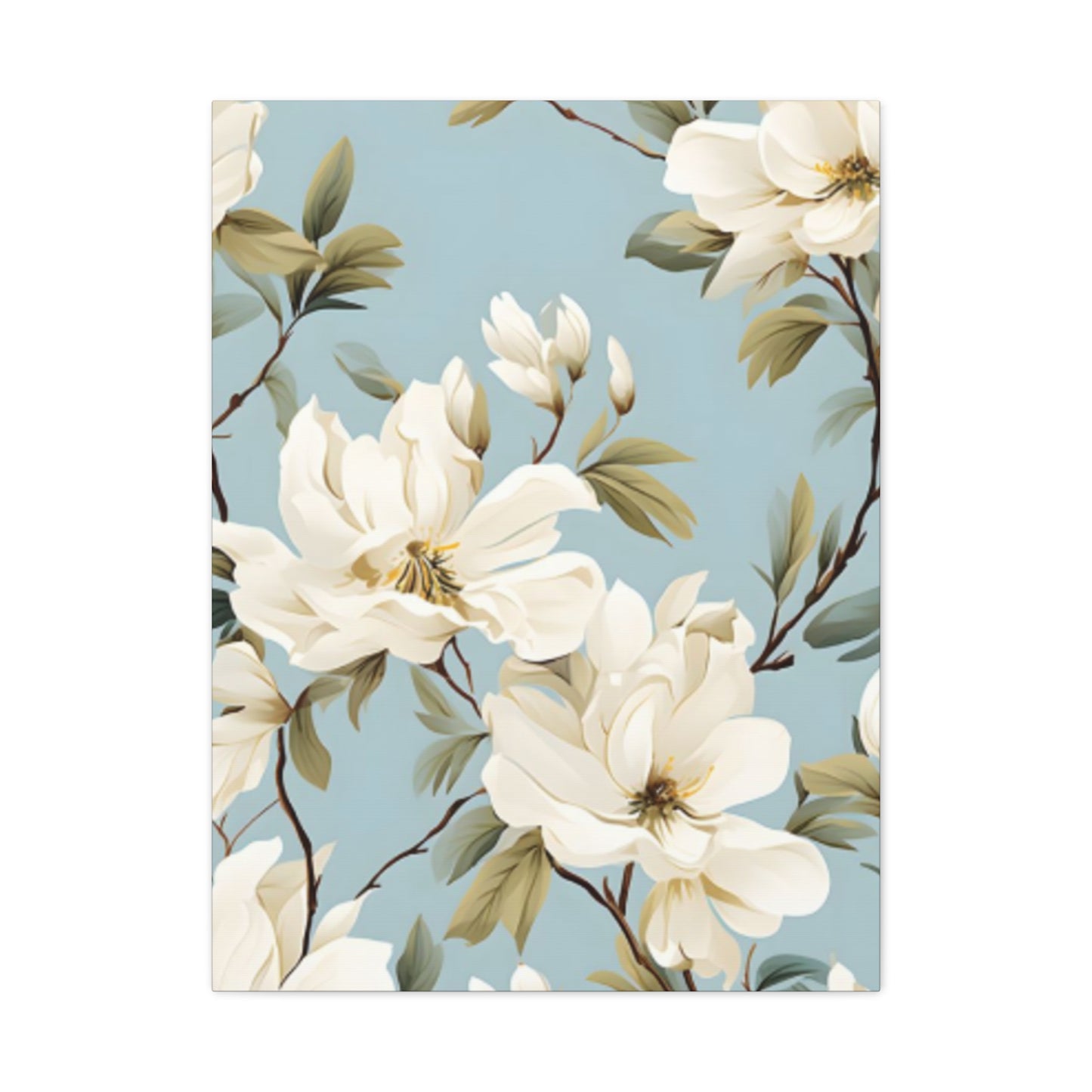 Blue Magnolia Flower Family Painting Wall Art & Canvas Prints