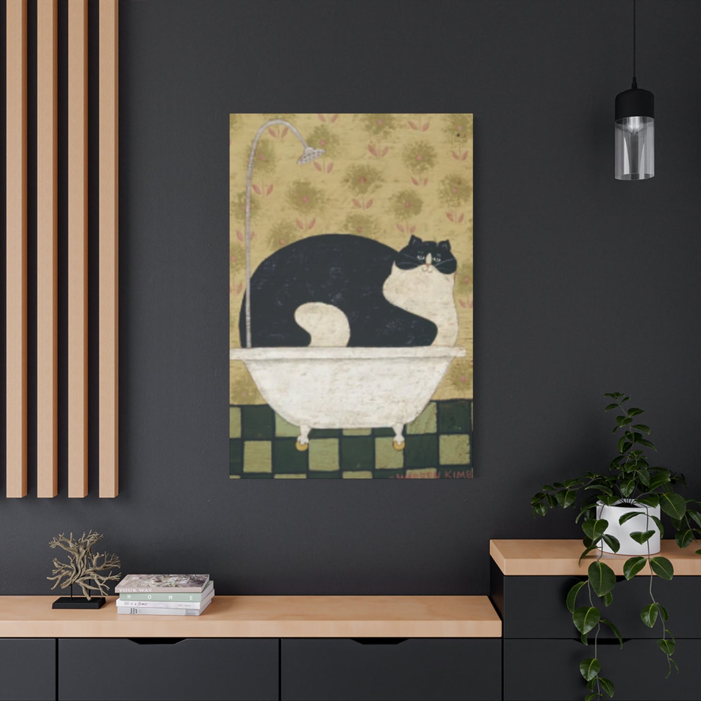 Fat Cat Taking A Bathe Kimble Warren Wall Art & Canvas Prints