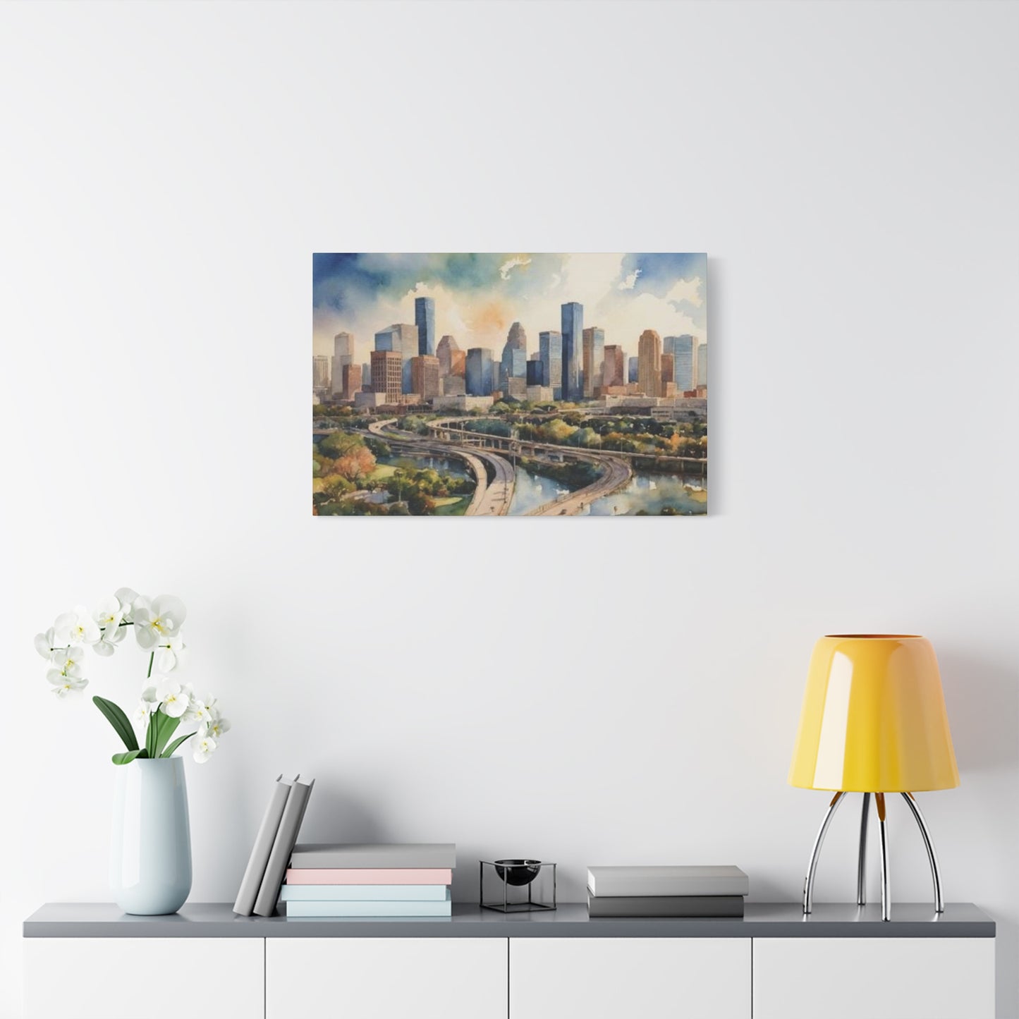 Houston Skyline Painting Wall Art & Canvas Prints