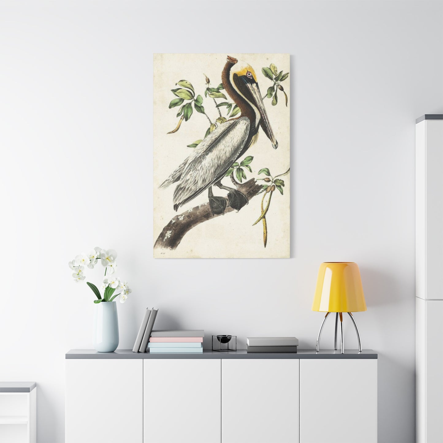 Pelican On A Branch Painting Wall Art & Canvas Prints