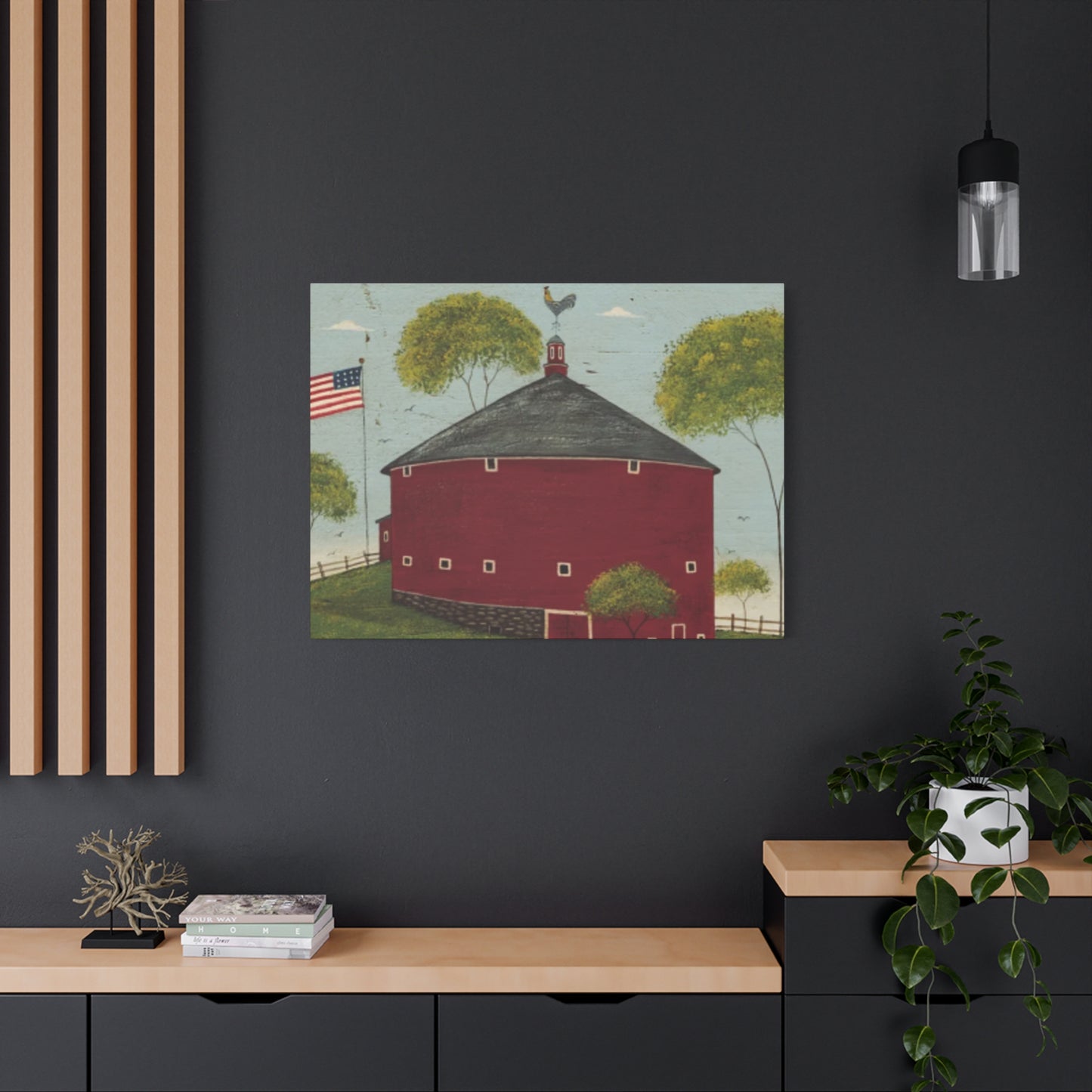 Red House And Flag Kimble Warren Wall Art & Canvas Prints