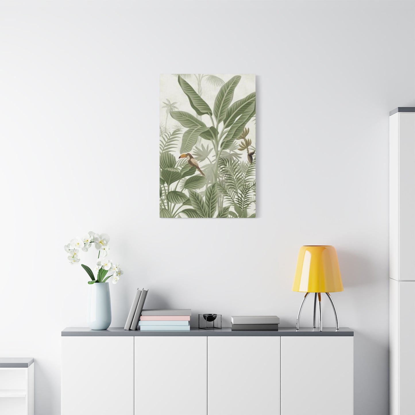 Beautiful Olive Green Plant & Bird Poster Wall Art & Canvas Prints