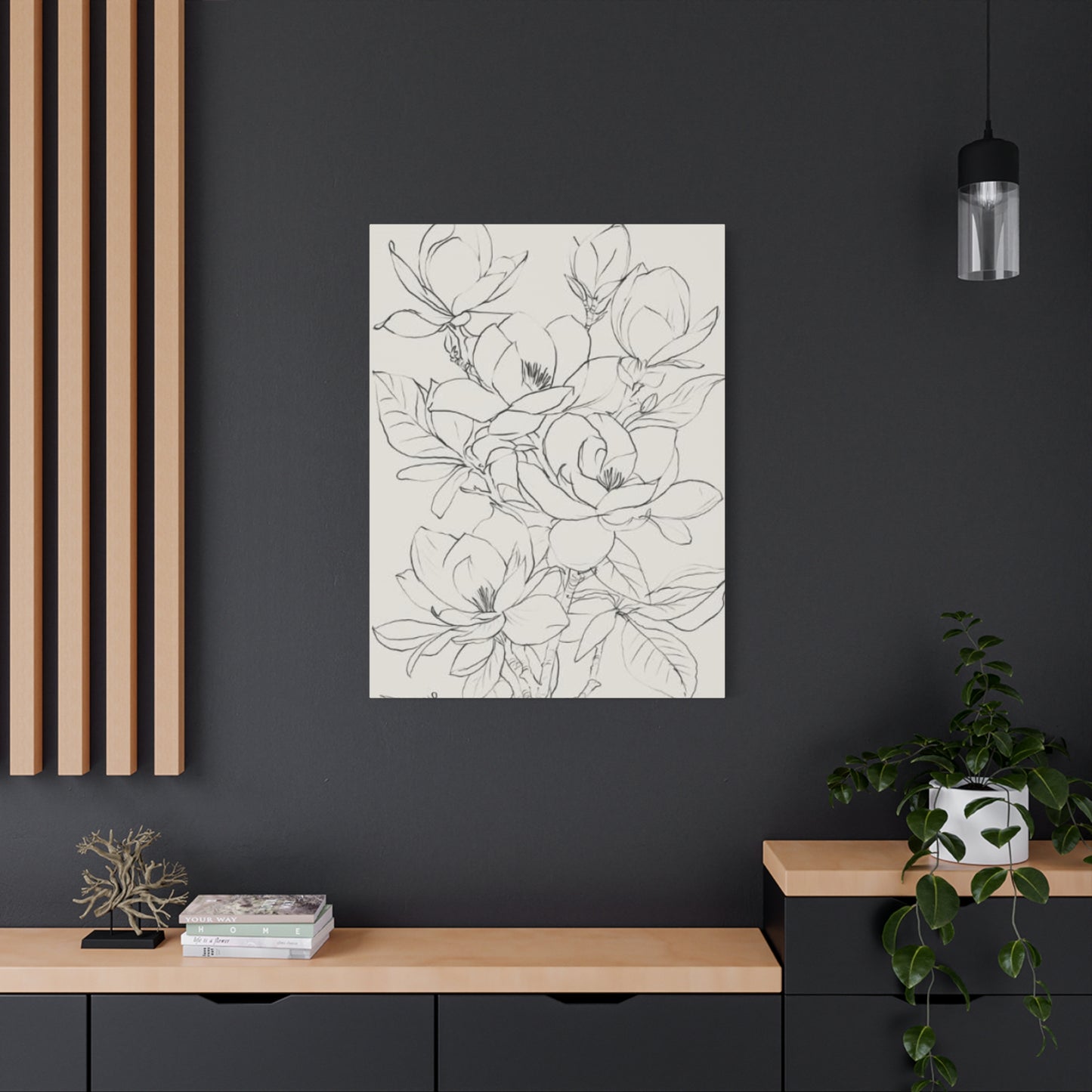 Magnolia Flower Sketch Wall Art & Canvas Prints