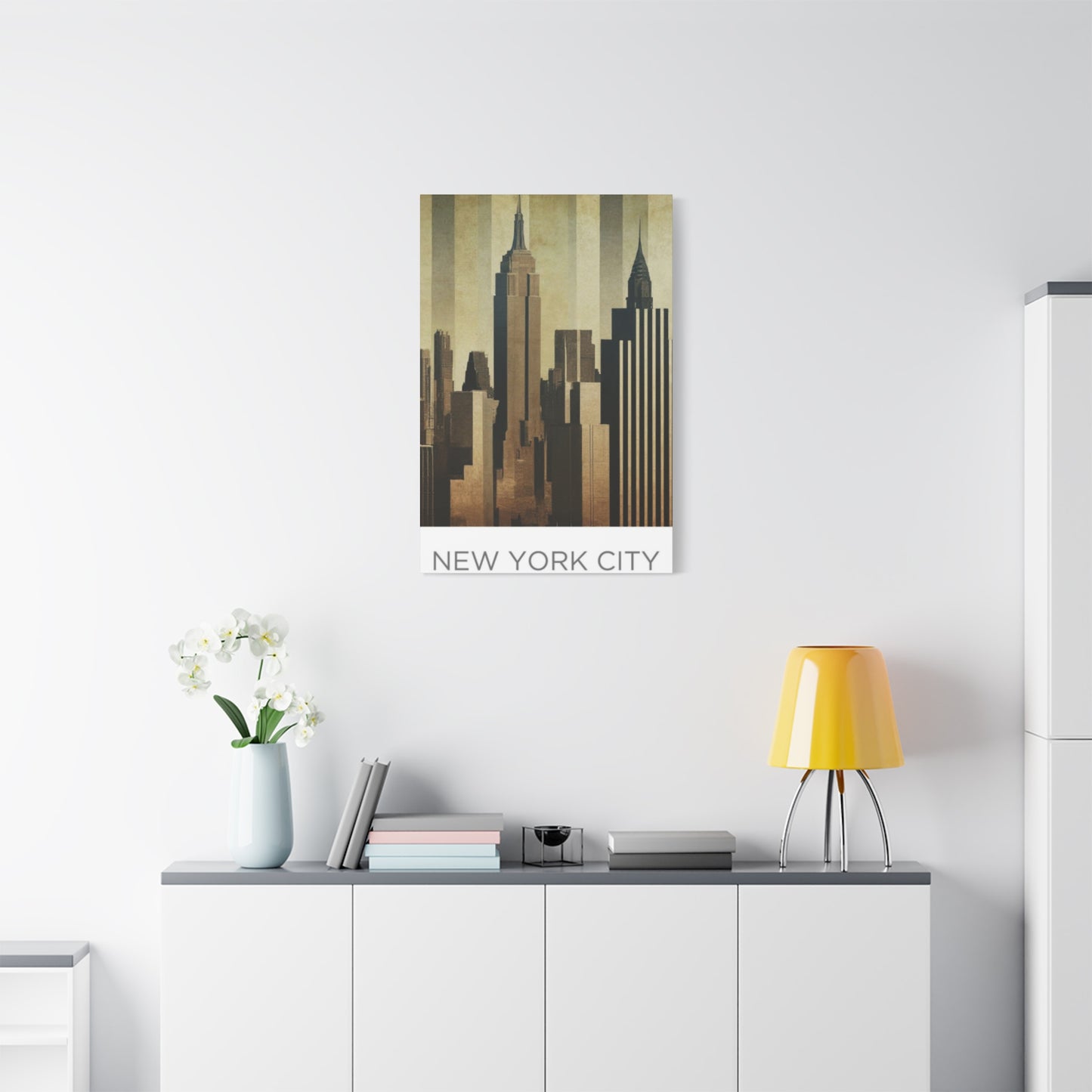 Sepia Tone City Skyline NYC Skyline Wall Art & Canvas Prints