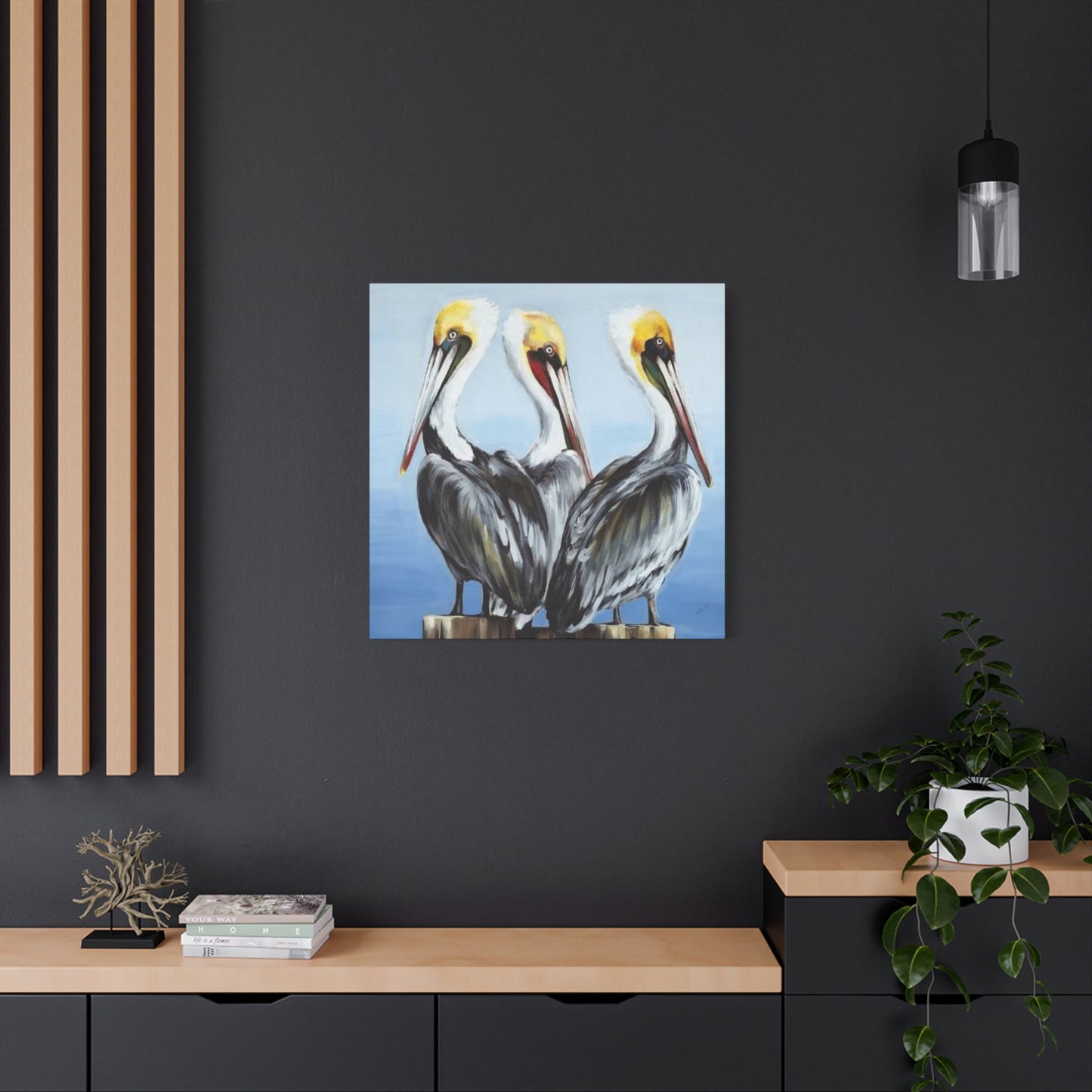 Three Pelican Family Poster Wall Art & Canvas Prints