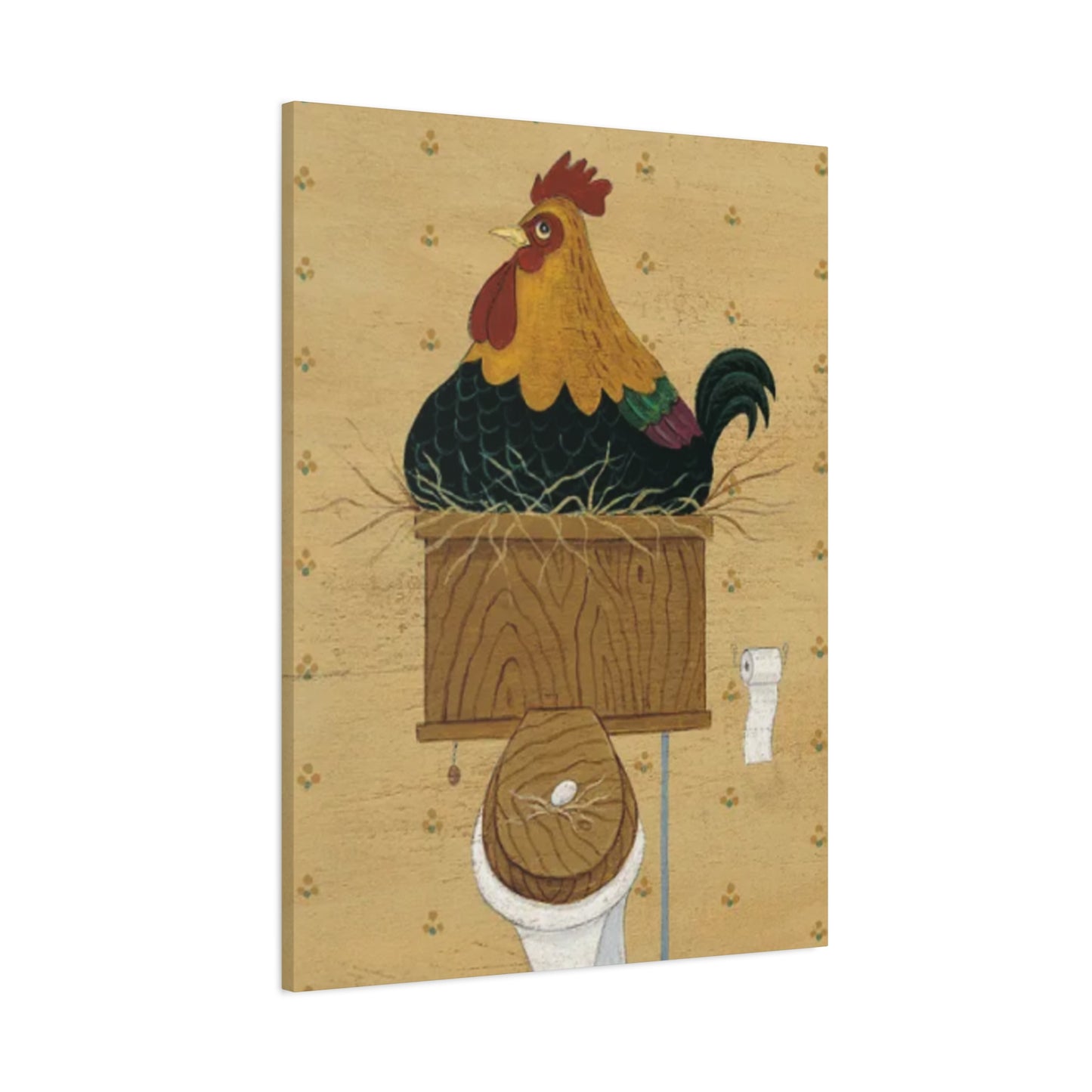 Chicken On Toilet Seat Kimble Warren Wall Art & Canvas Prints