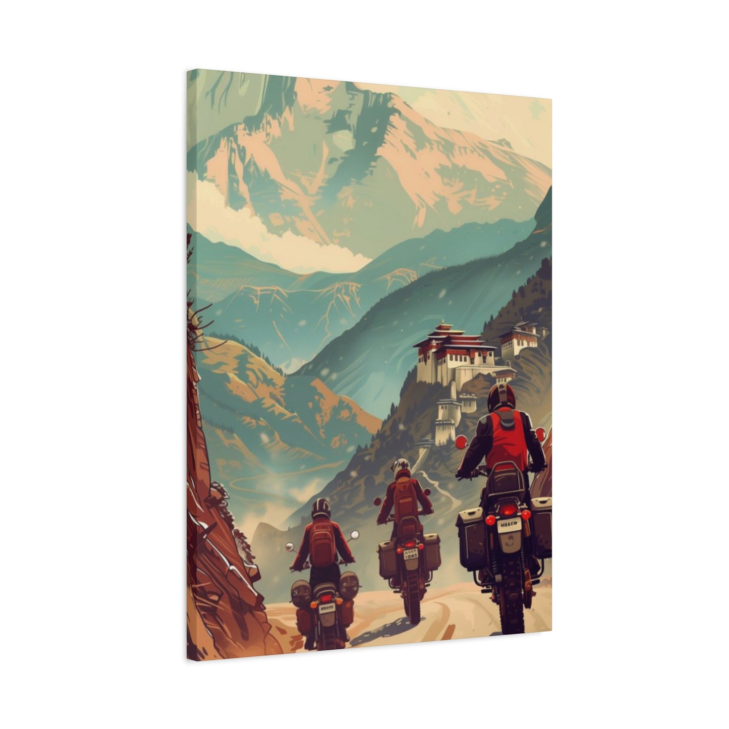 Bike Travelling In Mountains Motorcycle Wall Art & Canvas Prints