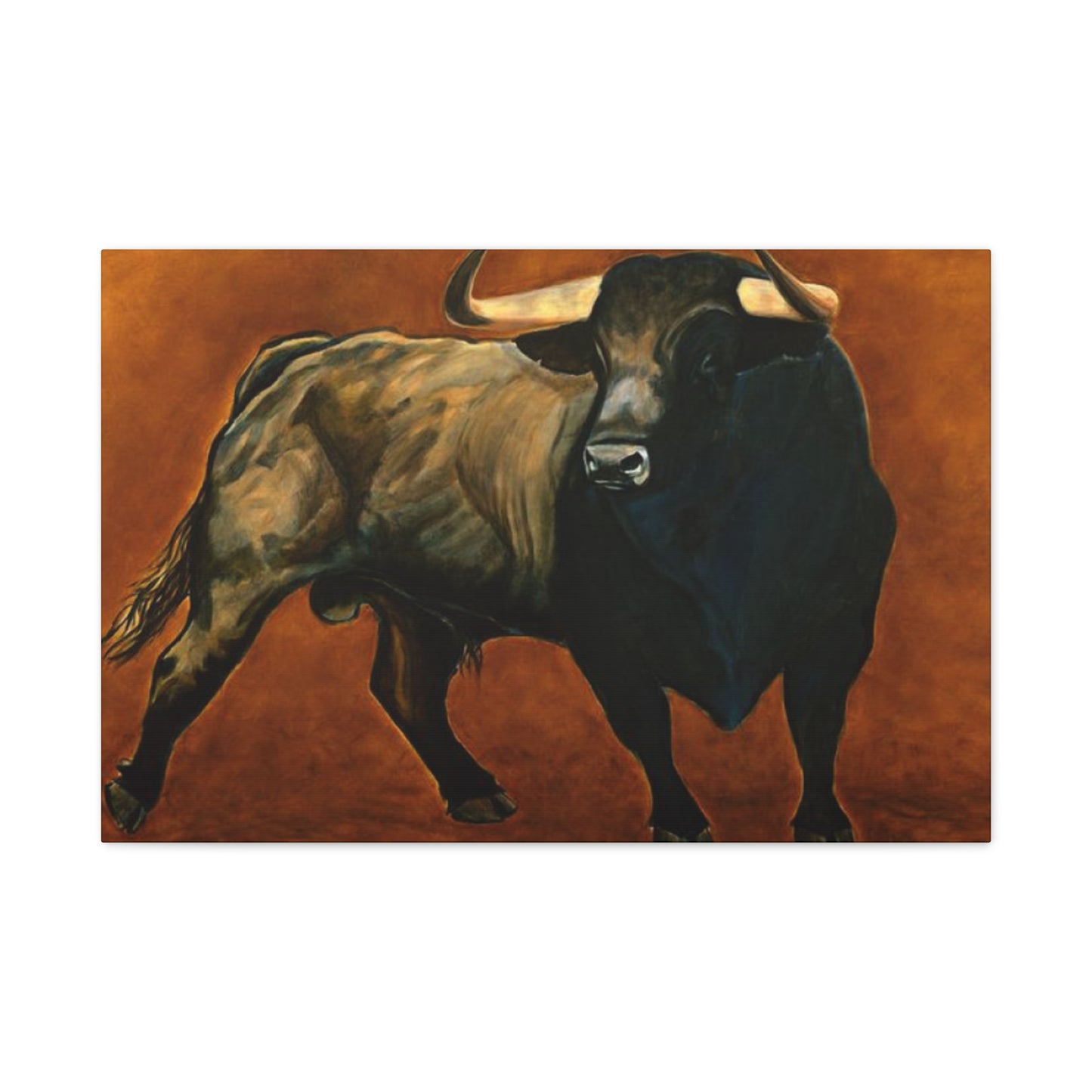 Old Hairy Black Bull Long Horns Wall Art & Canvas Prints