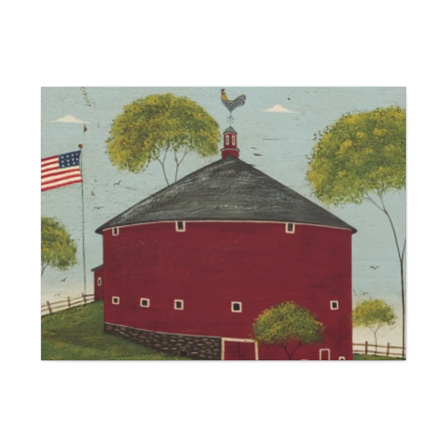 Red House And Flag Kimble Warren Wall Art & Canvas Prints