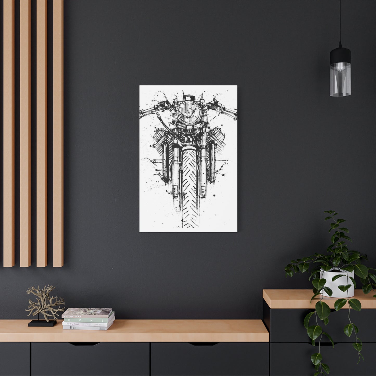 Cafe Racer Drawing Motorcycle Wall Art & Canvas Prints