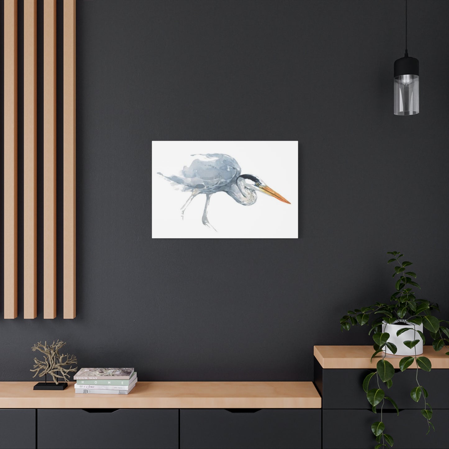 White Heron Painting Wall Art & Canvas Prints