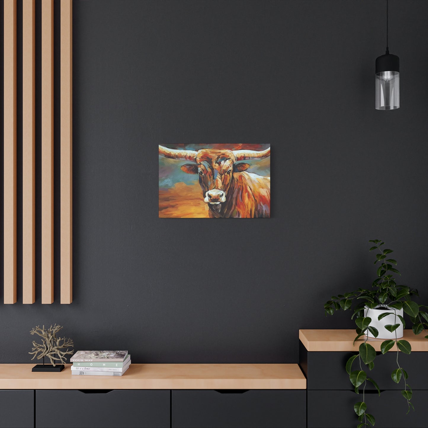 Hairy Bull Long Horns Drawing Wall Art & Canvas Prints