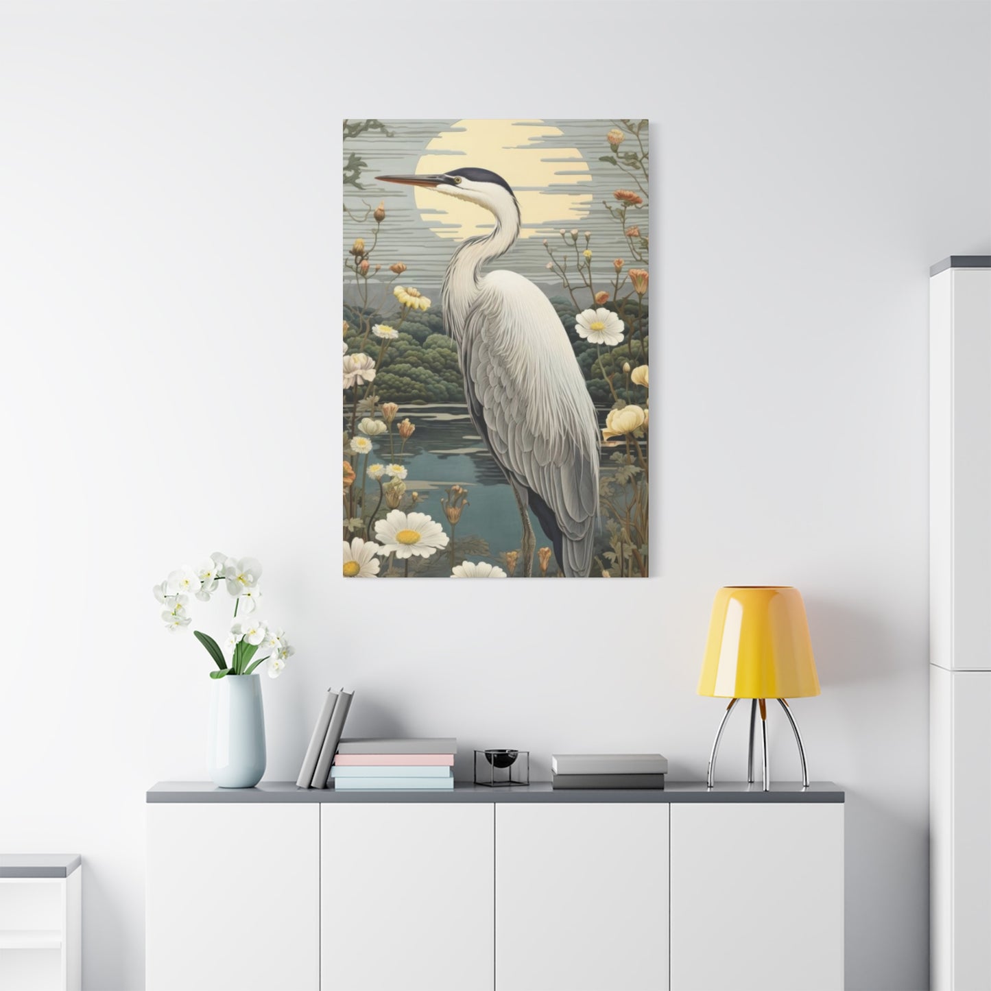 Herons With Flower Wall Art & Canvas Prints