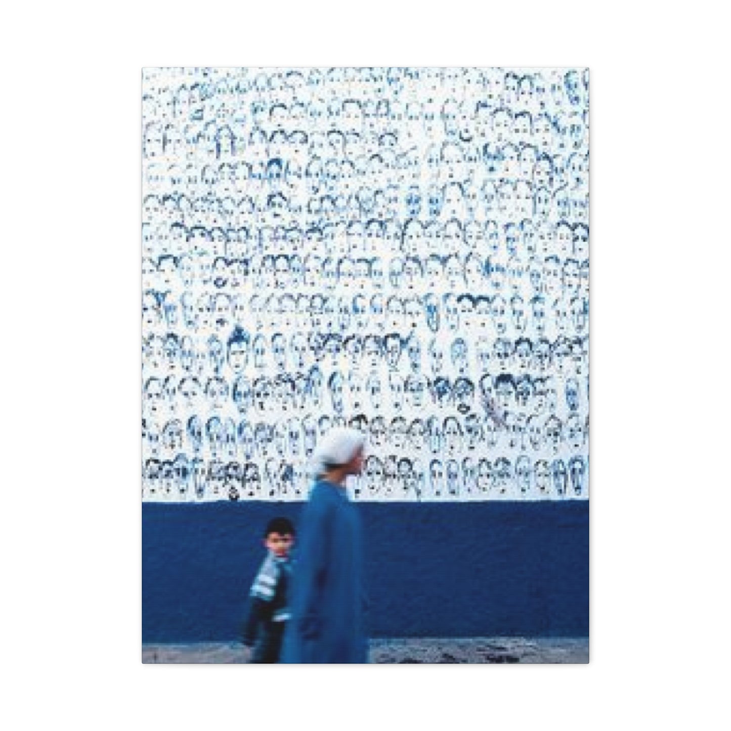 Blue Color Women & Child Moroccan Wall Art & Canvas Prints