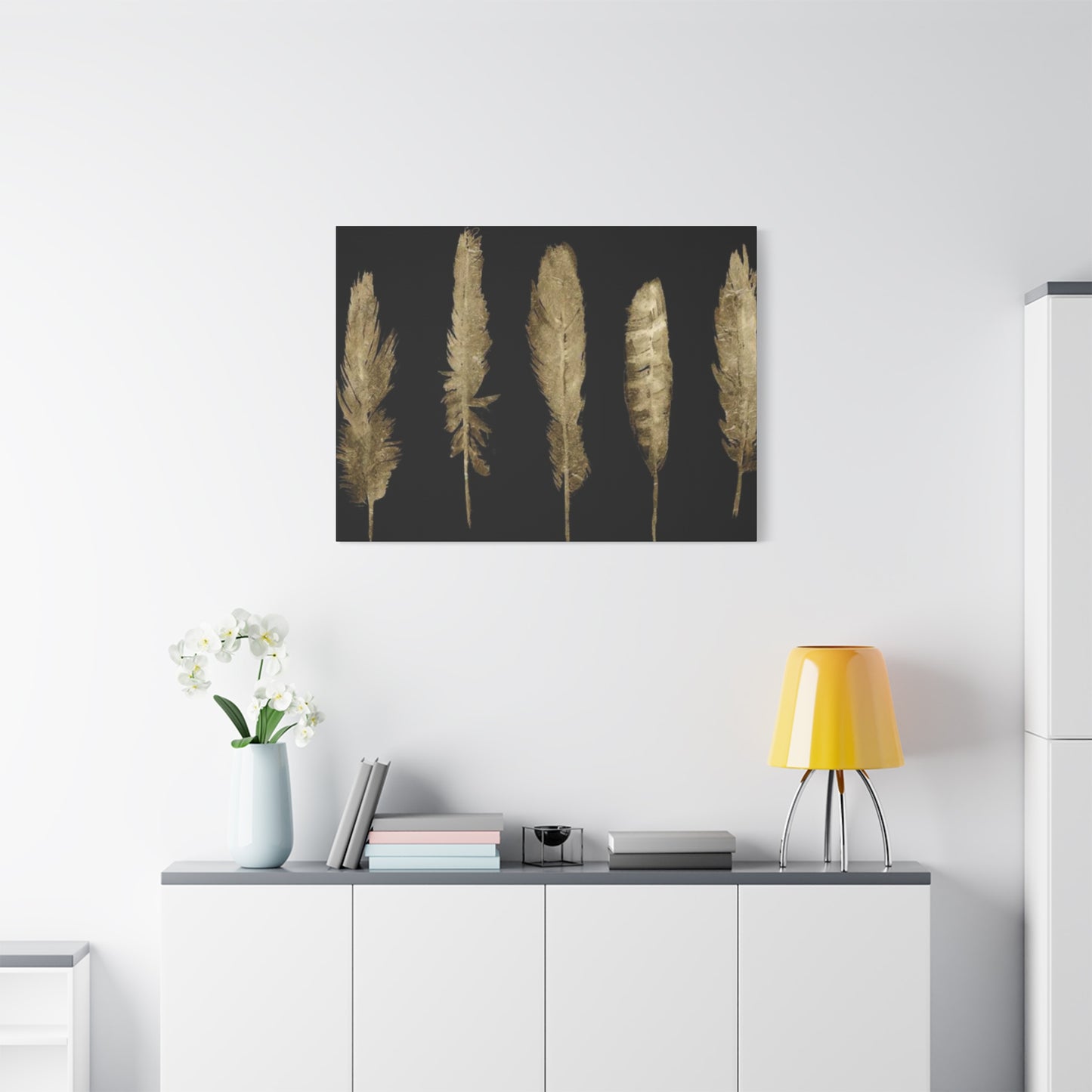 Golden Feather Wall Art & Canvas Prints