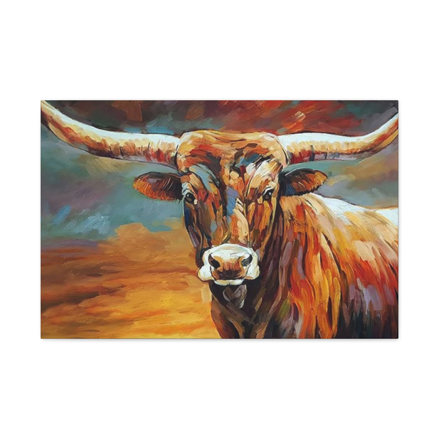 Hairy Bull Long Horns Drawing Wall Art & Canvas Prints