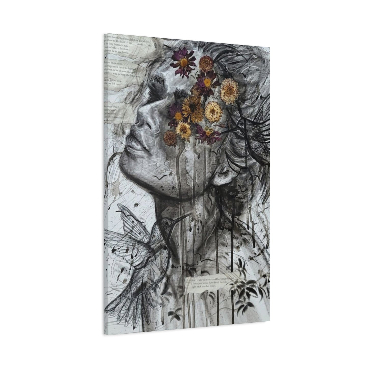 Girl And Flower Abstract Mixed Media Wall Art & Canvas Prints