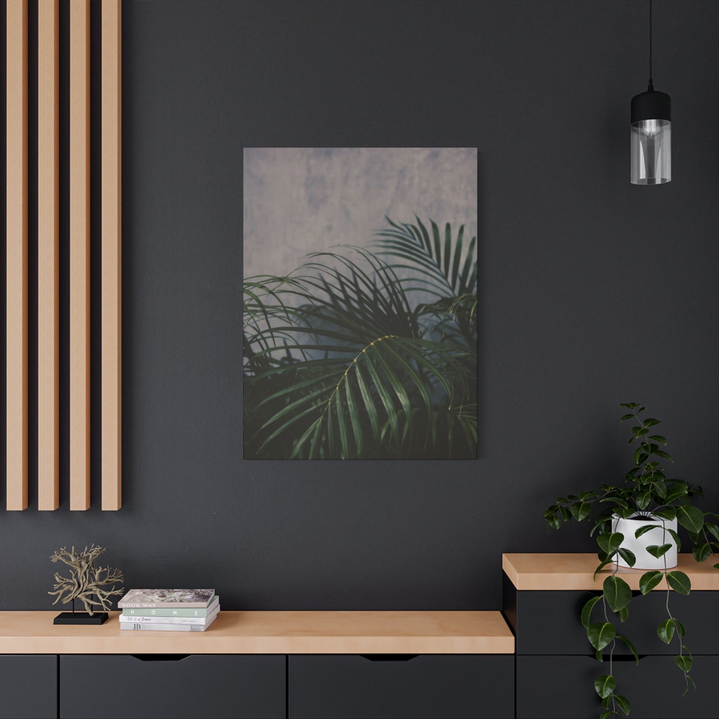 Leaves Of Palm Tree At Night Wall Art & Canvas Prints