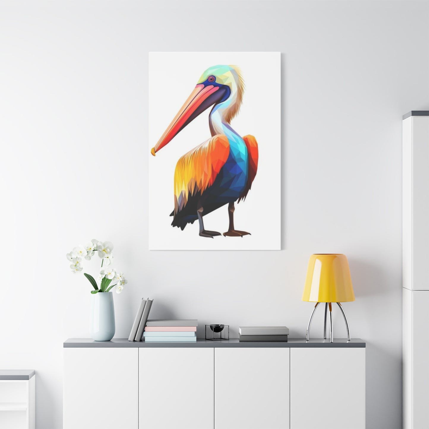 Colorful Abstract Pelican Painting Wall Art & Canvas Prints