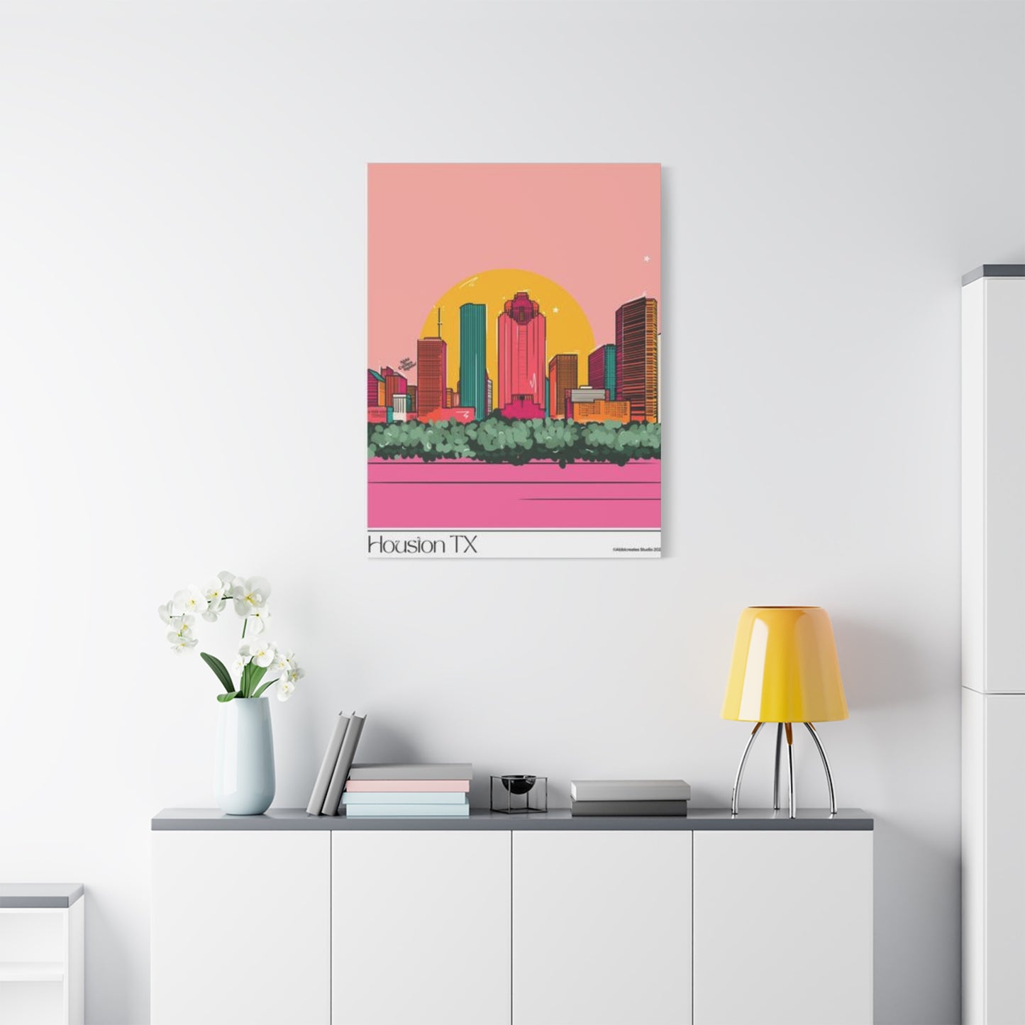 Color Houston Skyline Silhouette Wall Art & Canvas Prints