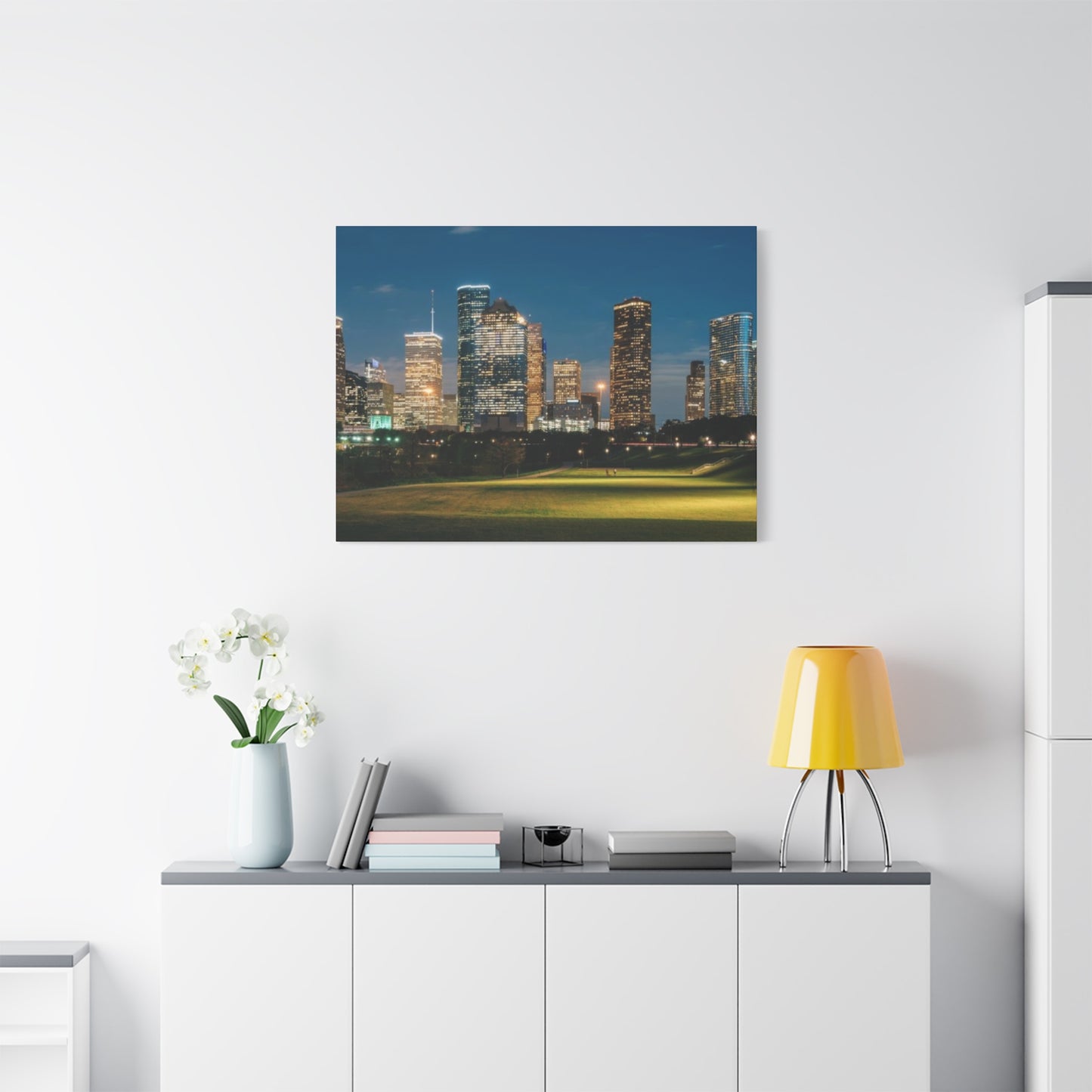 Night view of Houston Skyline Wall Art & Canvas Prints