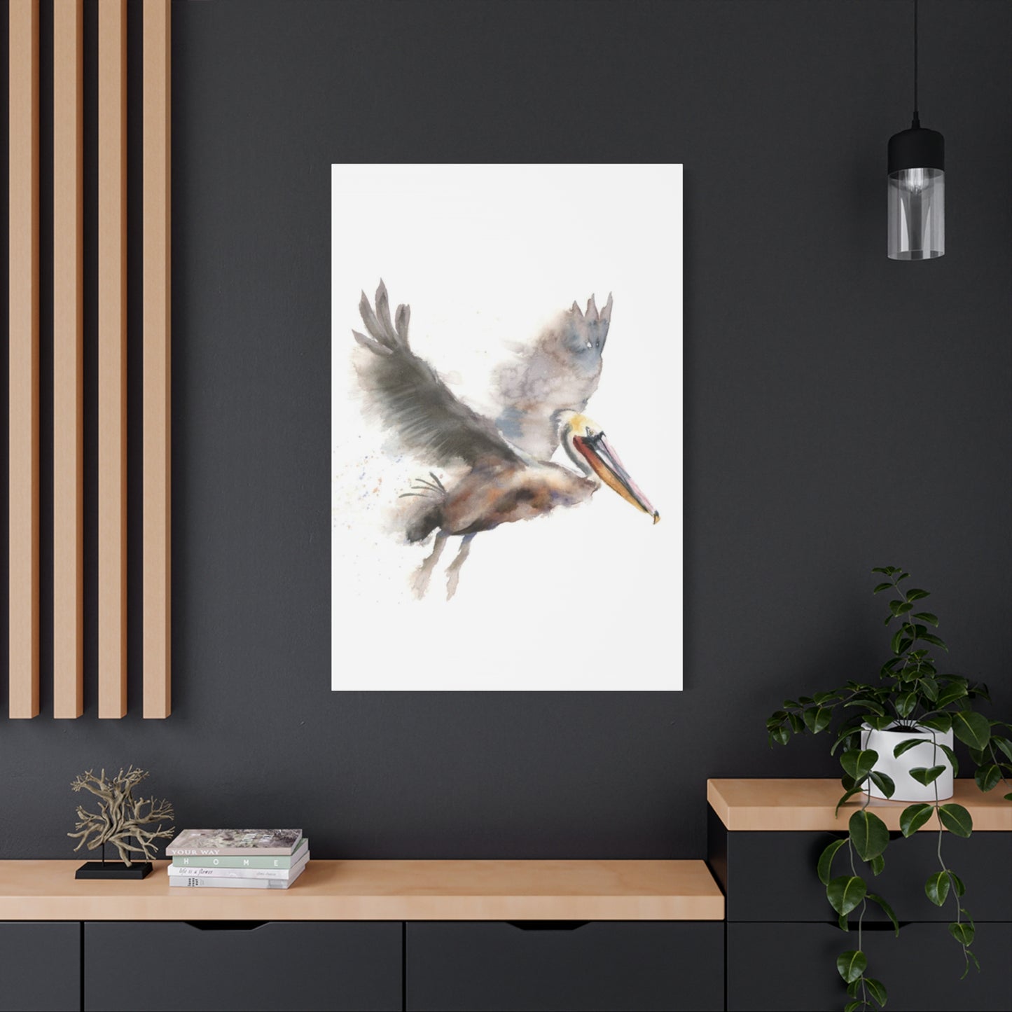 Flying Pelican Painting Wall Art & Canvas Prints