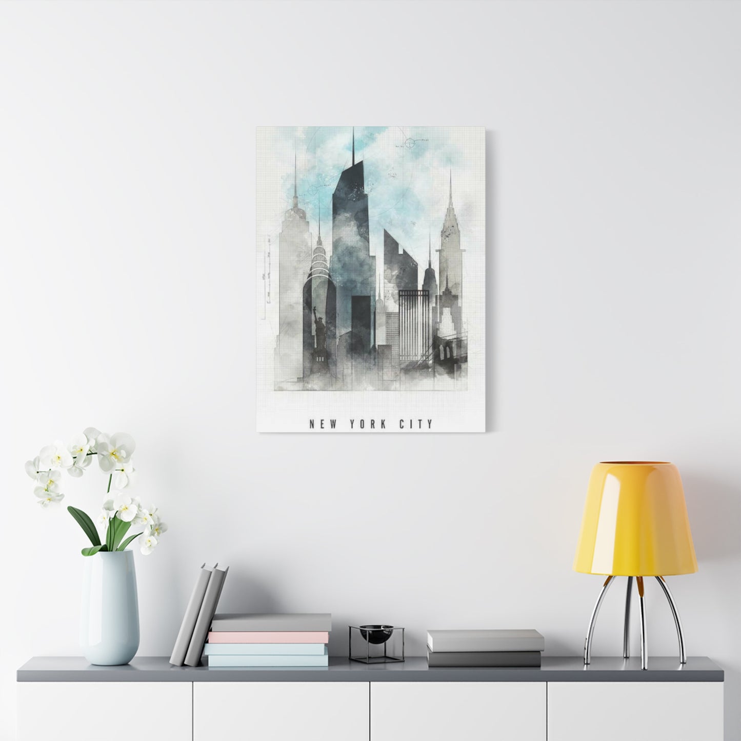 Manhattan City Skyline Painting NYC Skylines Wall Art & Canvas Prints